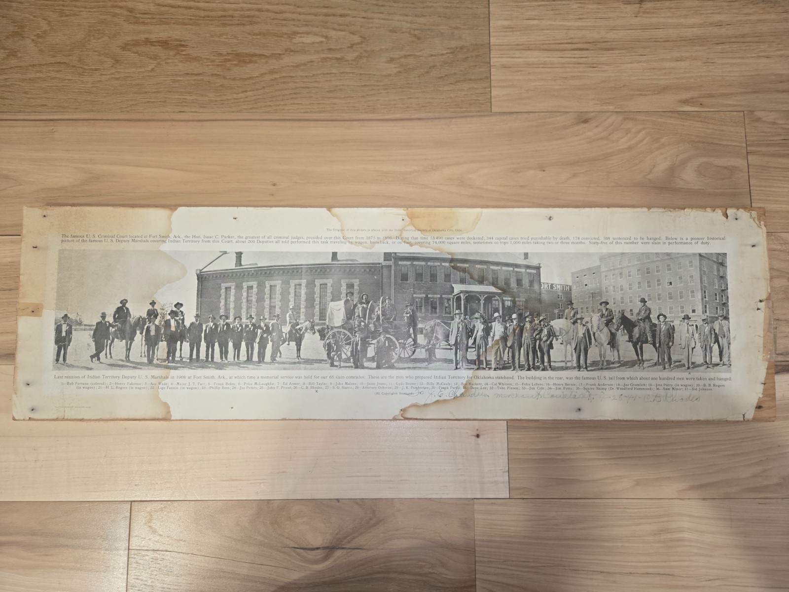 Original Deputy signed Star Printery 1908 U S Marshals Fort Smith Reunion photo