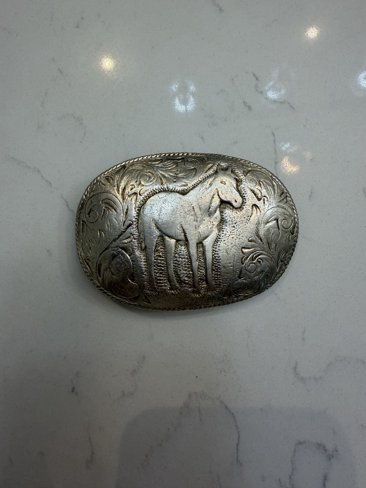 Vintage Crumrine San Carlos Sterling Silver Western Belt Buckle ~88g 22K Worn