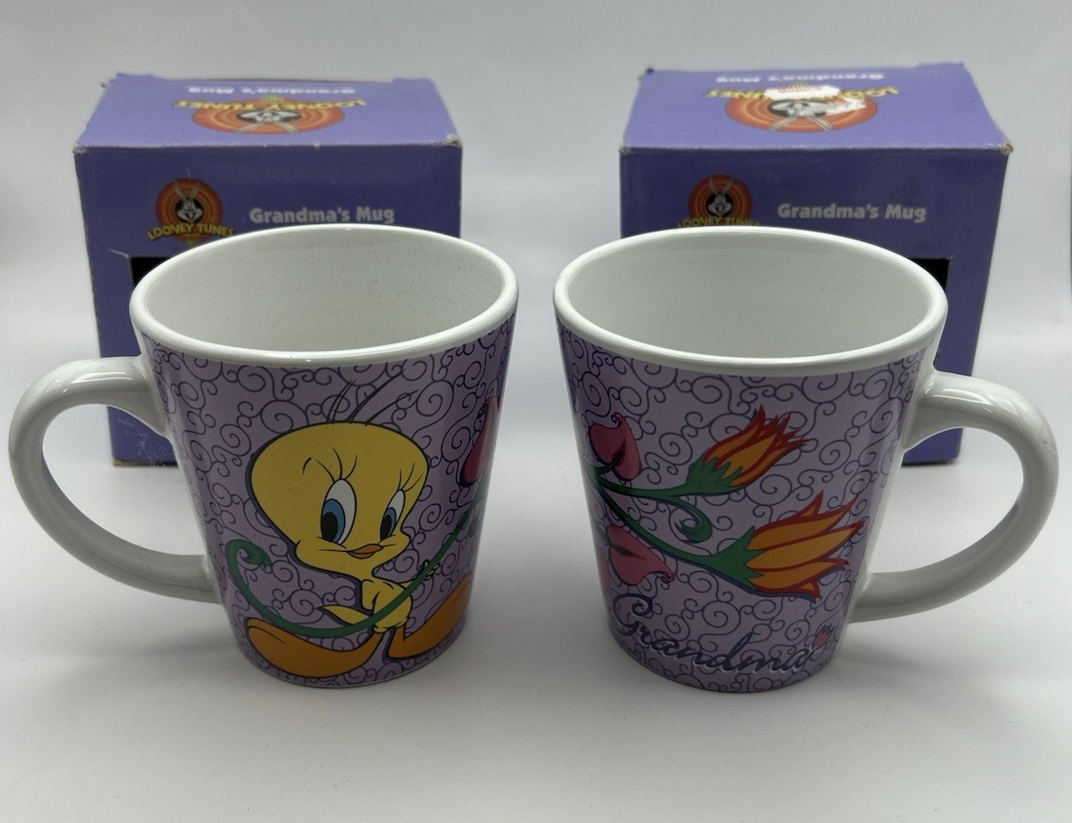 Vintage 1999 Looney Tunes Grandma Tweety Mug Set w/ Boxes
