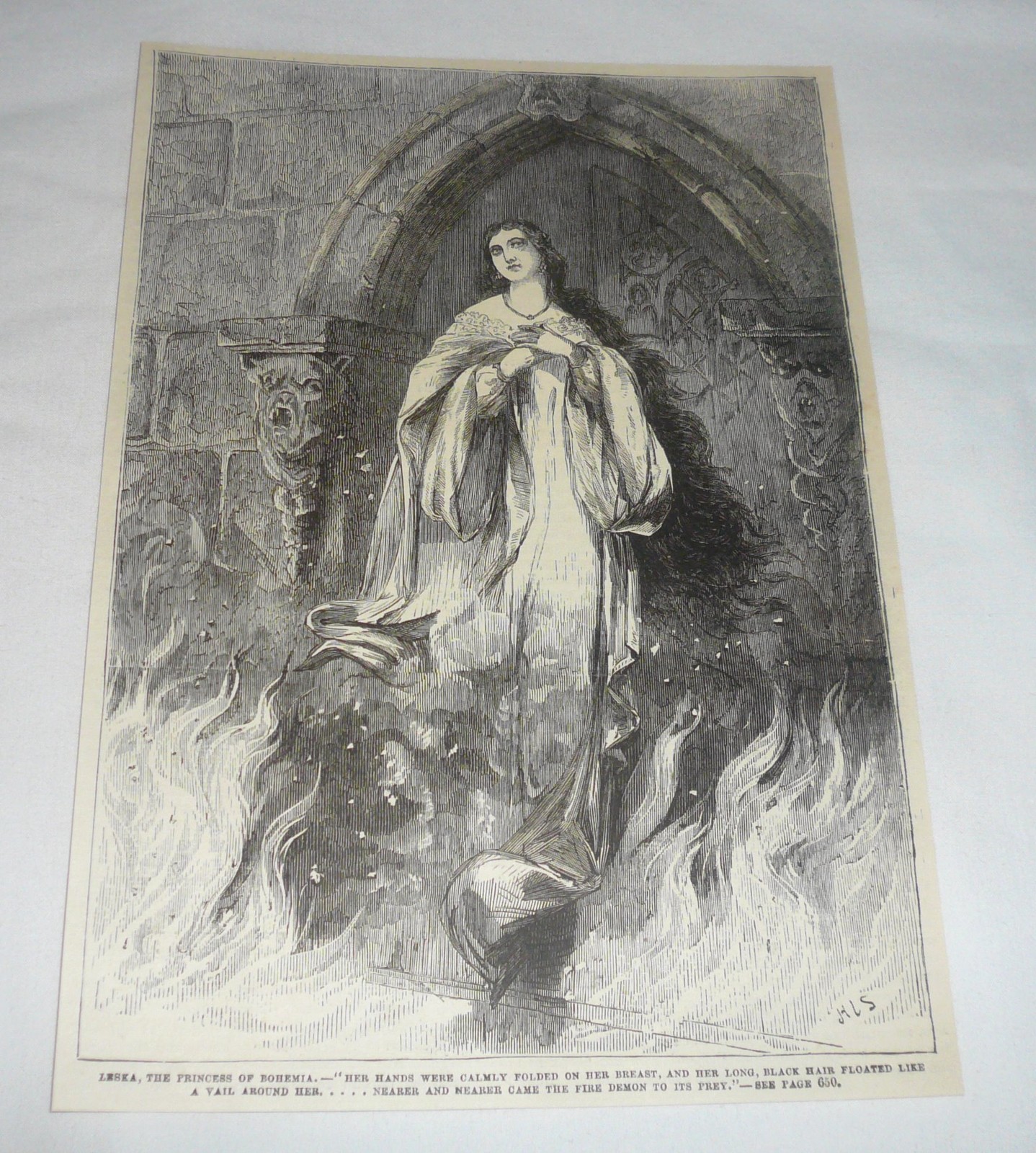 1877 magazine engraving ~ LESKA, PRINCESS OF BOHEMIA