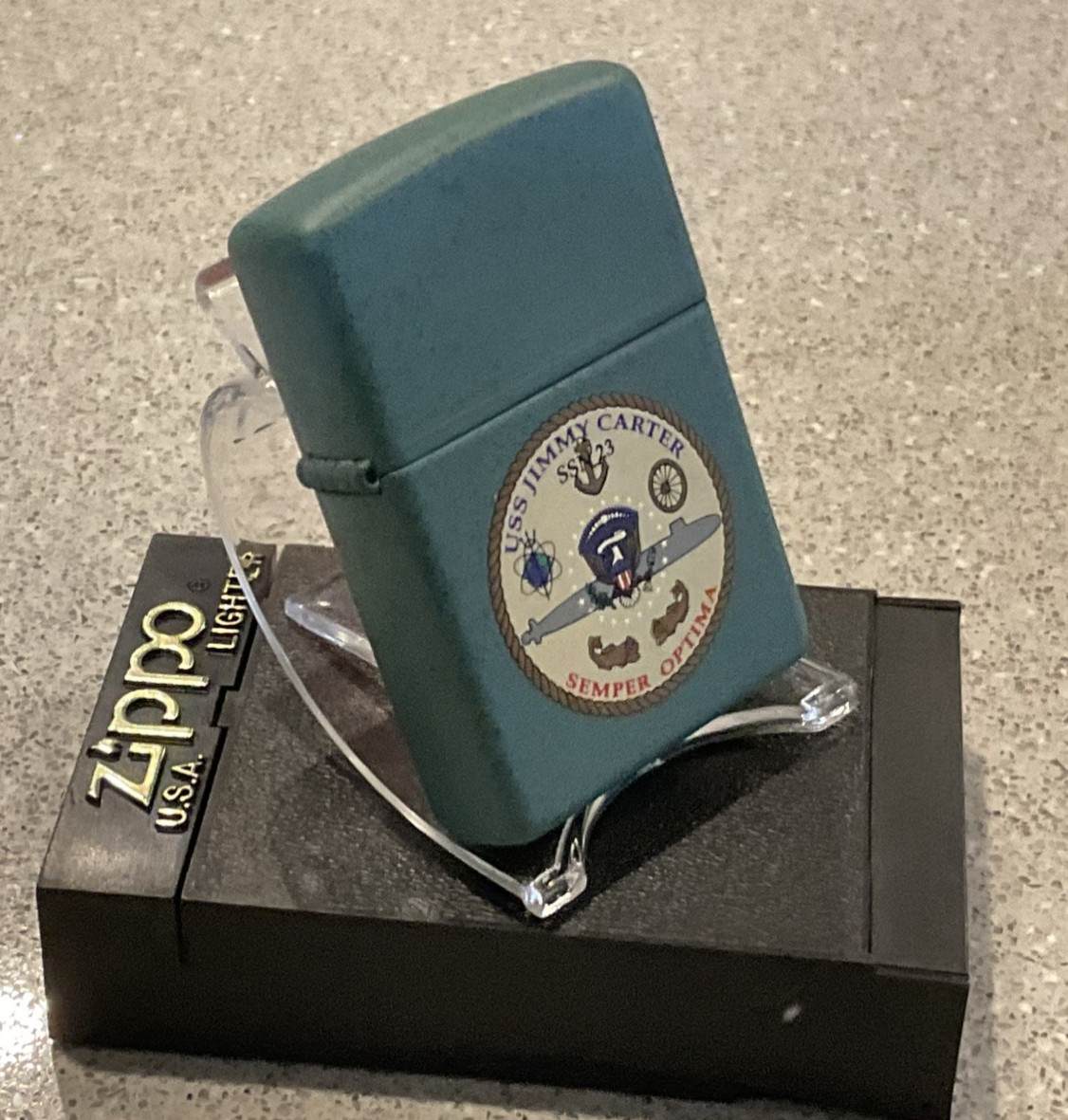 Genuine Brand New 2002 Zippo Lighter Extremely Rare USS JIMMY CARTER Rare Green