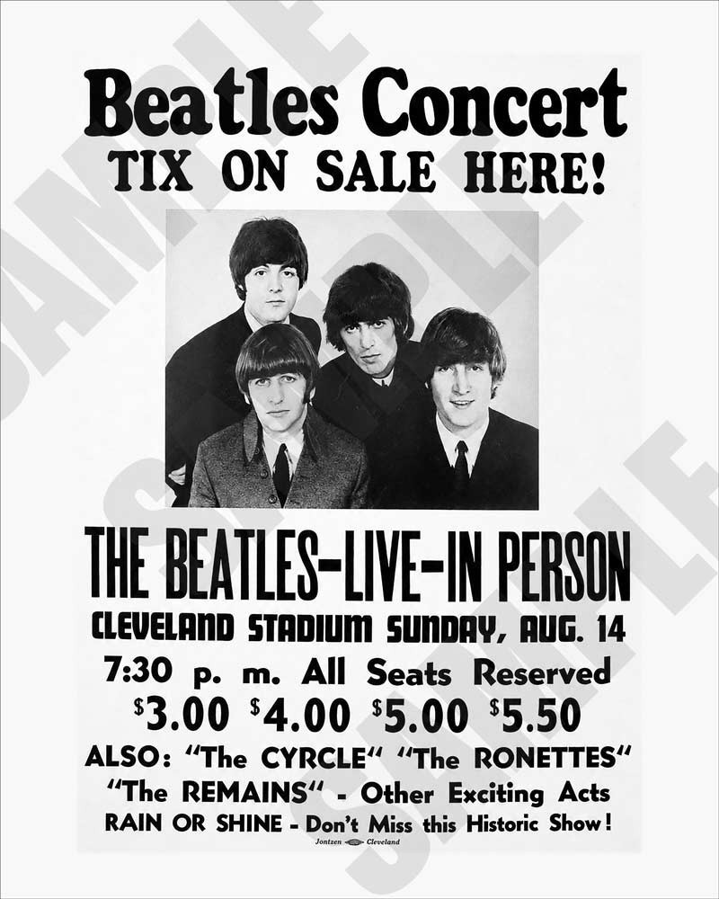 1966 The Beatles Concert at Cleveland Stadium Poster Handbill Repro 8x10 Photo