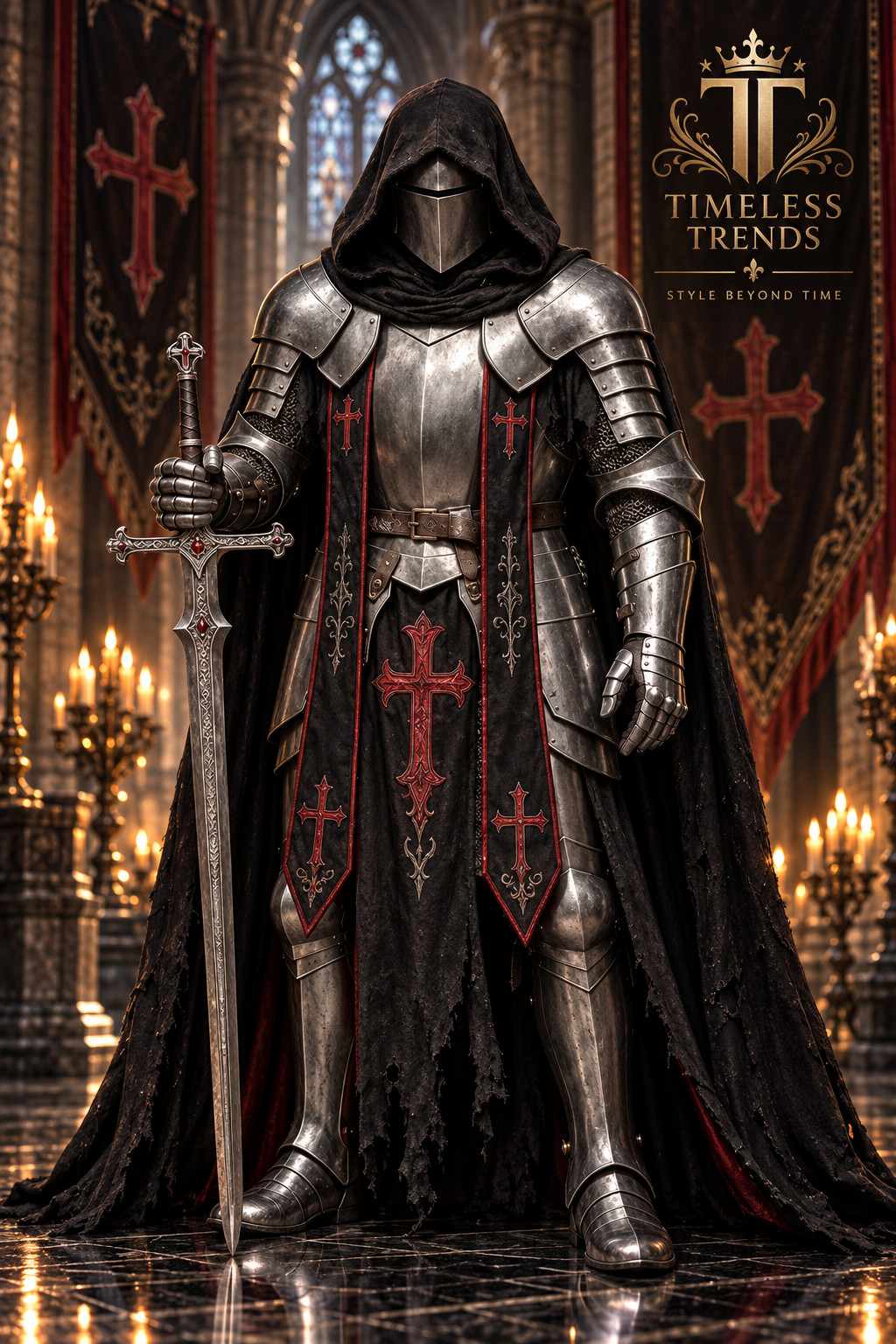 Wearable White Templar Knight Armor Gothic Crusader Suit Medieval Cosplay Tunic