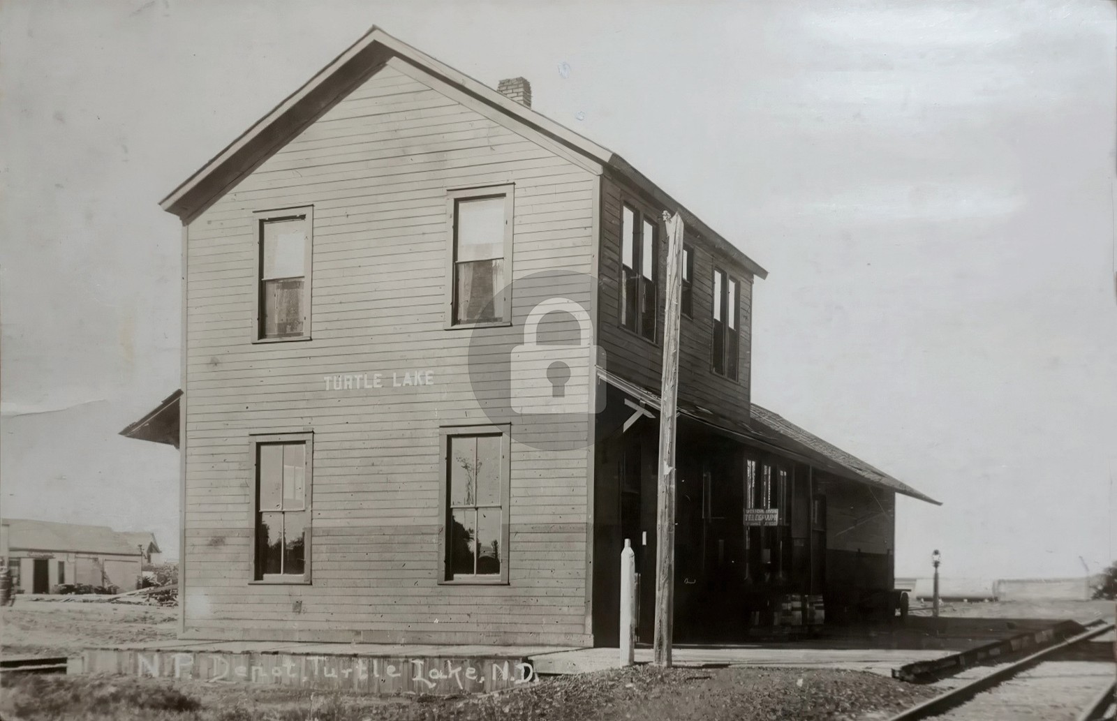 c1912 Northern Pacific RR Depot Turtle Lake ND RPPC Photo Postcard COPY c1912 Northern Pacific RR Depot Turtle Lake ND RPPC Photo Postcard COPY