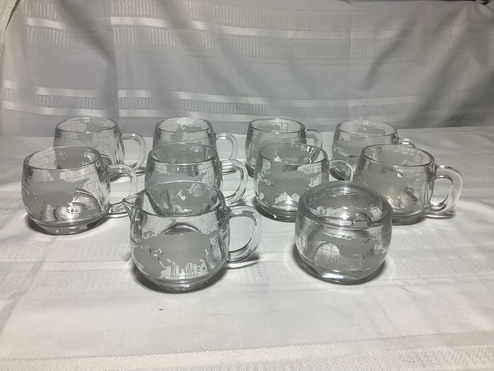 Ten-Piece Set of VTG Nestle Nescafé World Globe Mugs/ Creamer and Sugar Bowl Ten-Piece Set of VTG Nestle Nescafé World Globe Mugs/ Creamer and Sugar Bowl