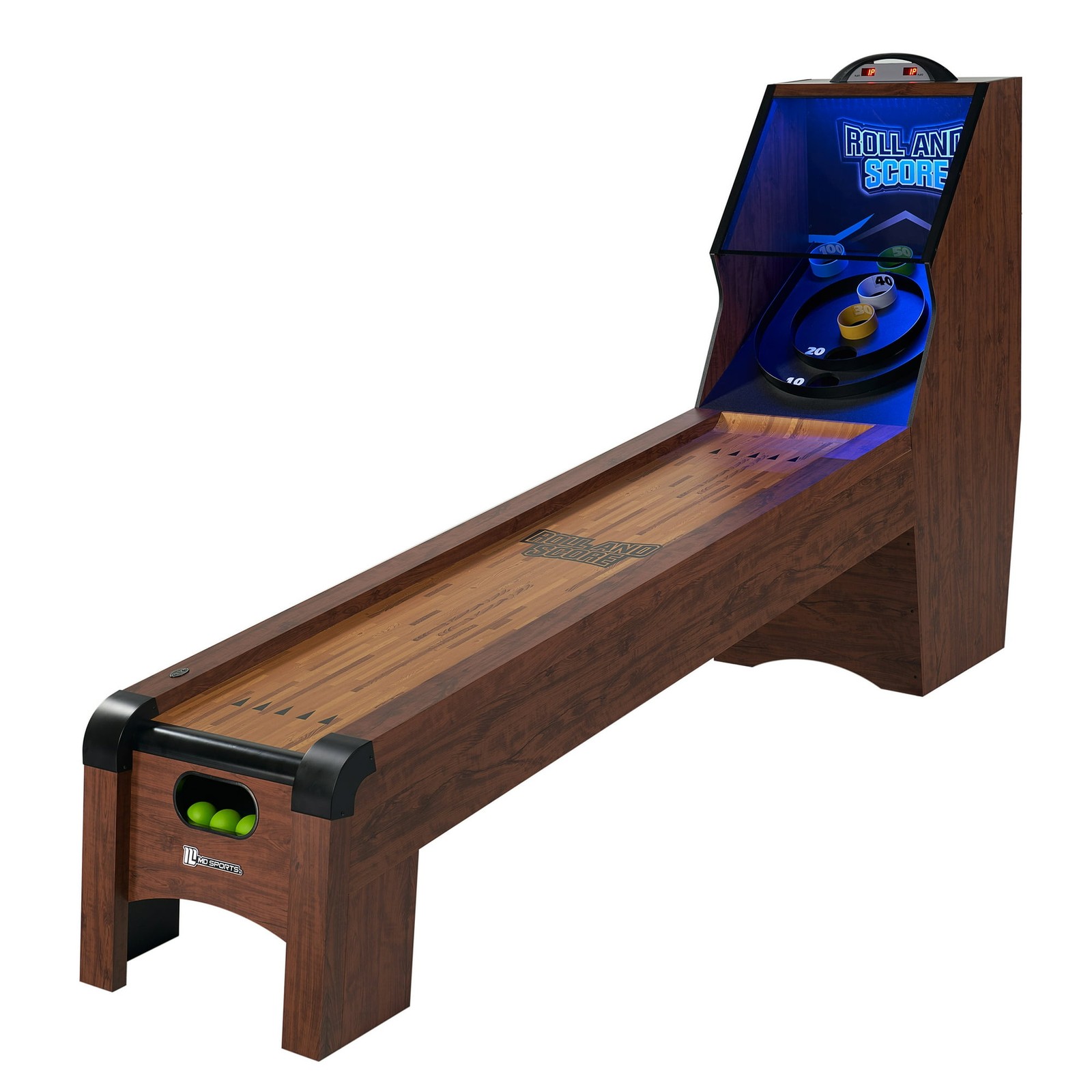 Skeeball Arcade Game 9 ft Roll and Score Table LED Lights Electronic Scorer Play