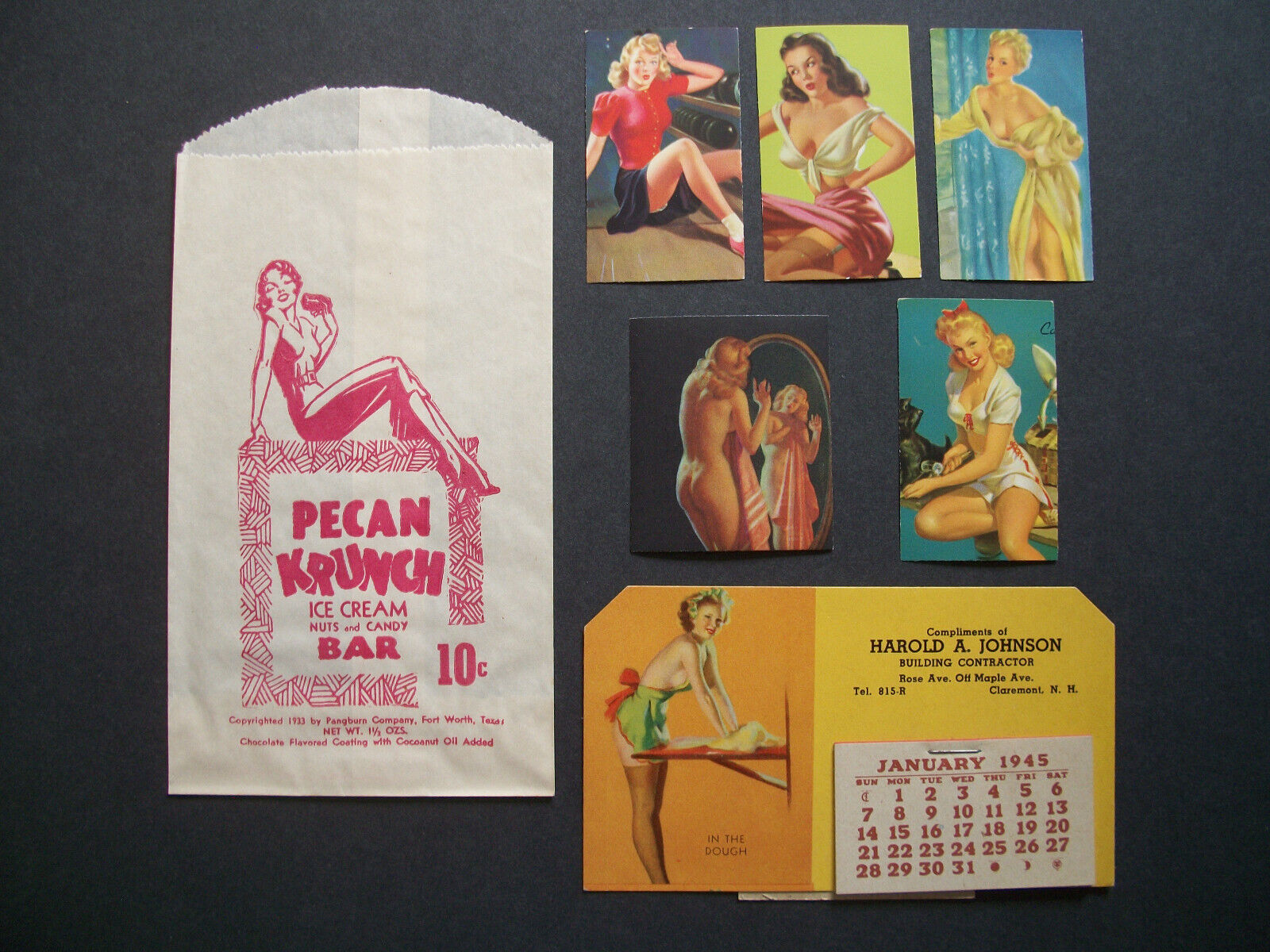 🌟 30s 40s 50s Pin Up Calendar Stamps Ice Cream Wrapper Lot Card Paper Girl