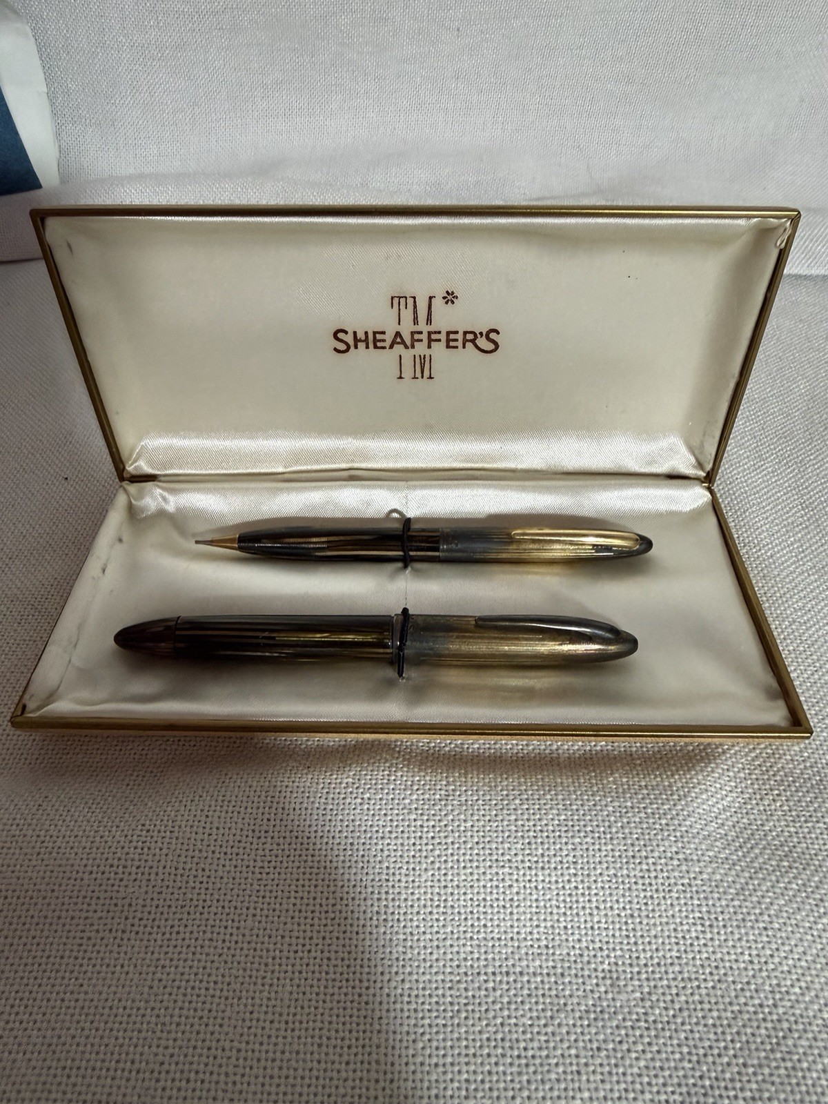Vintage Sheaffer Balance Tuckaway Fountain Pen Pencil Set 14K Lifetime Nib Paper