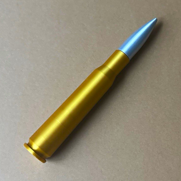 Handmade Bullet-Shaped Metal Ballpoint Pen, Gold Trim, Gold & Silver Tone