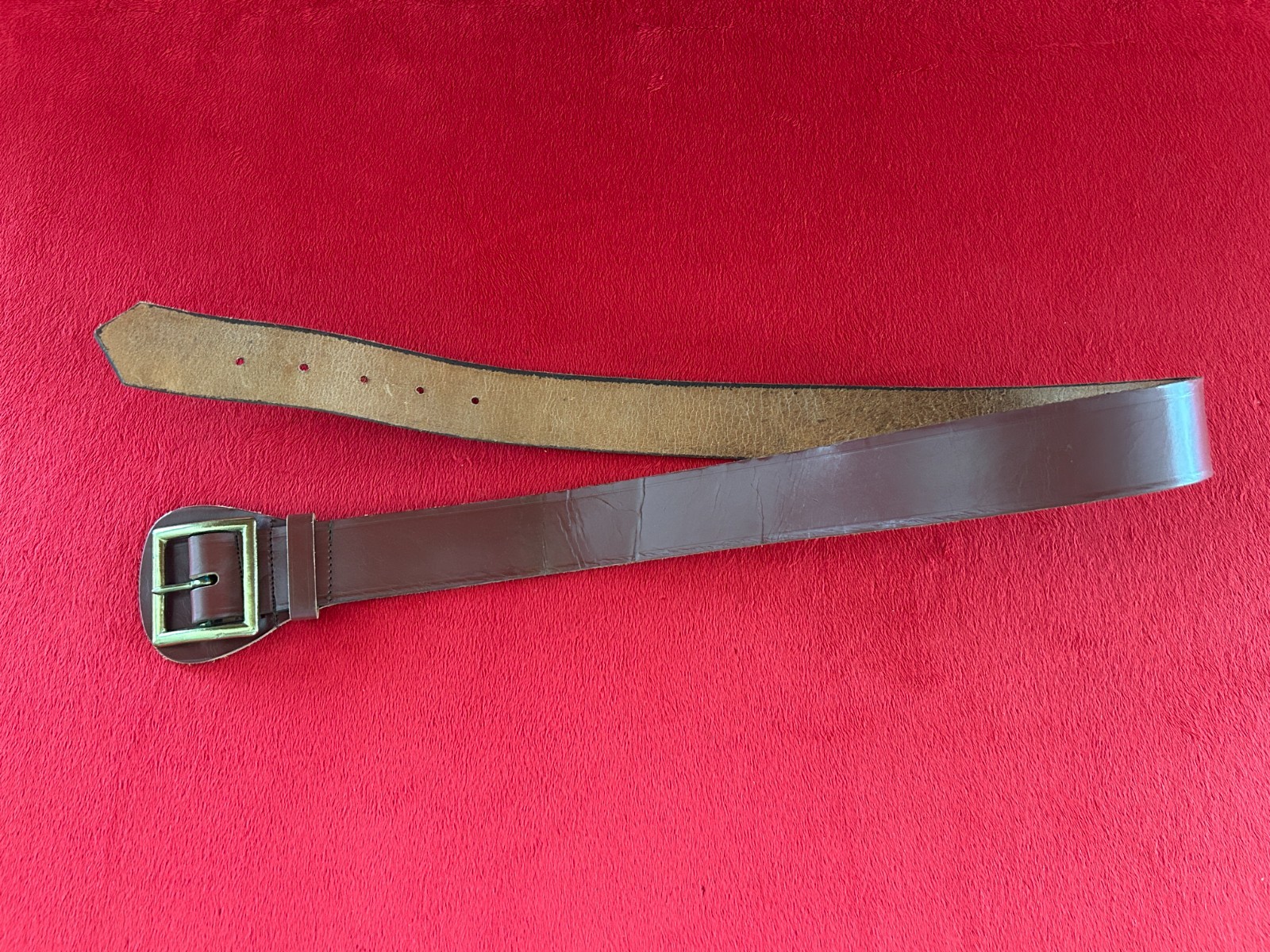 WW2 Garrison Officer Belt Leather WWII Genuine Cowhide Solid Brass