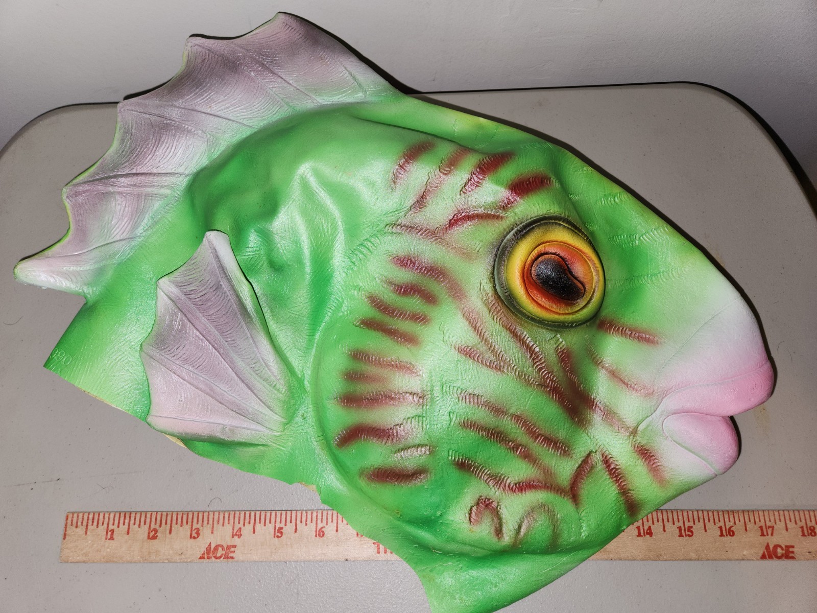 Vintage 1990 Cesar Halloween Latex Mask Fish Bass Alien Creature Swamp Costume