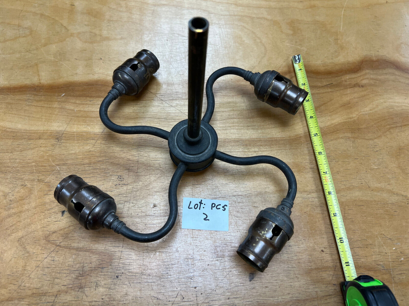 Paul Crist Studios: Tiffany Patina, 4-socket Hubbell cluster, lamp parts