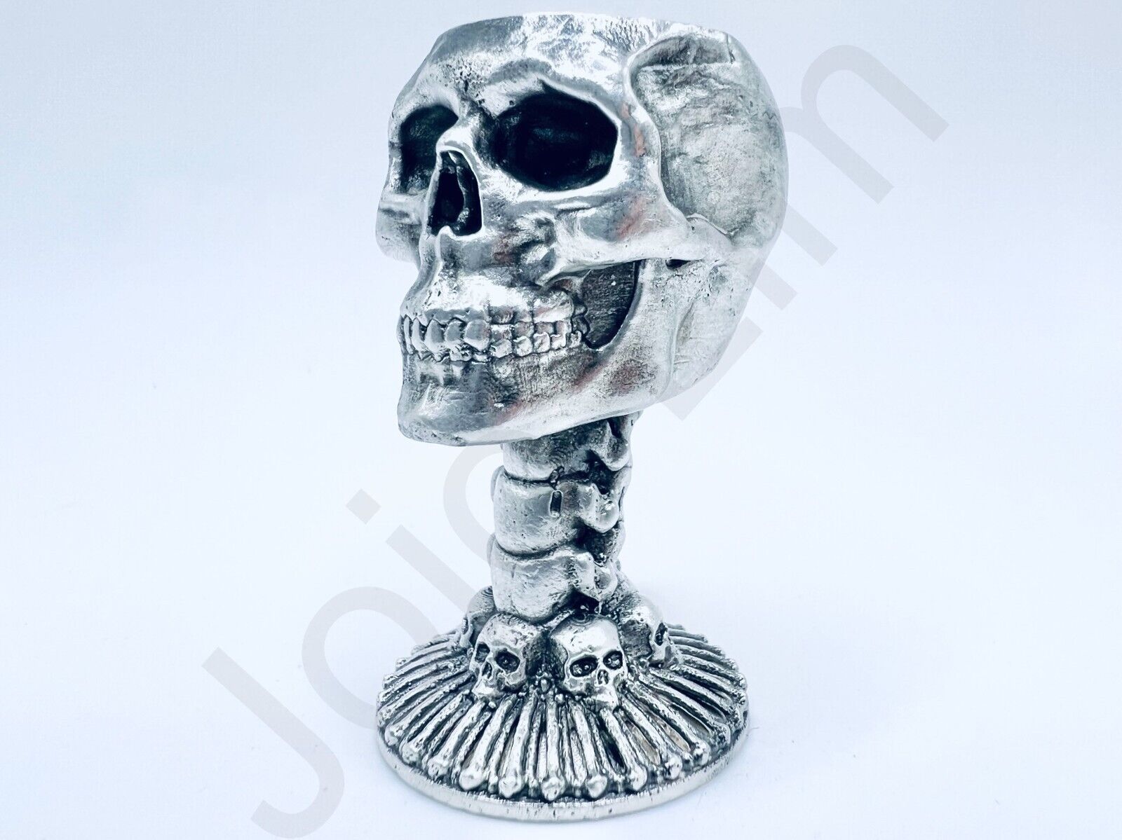 2.9 oz Hand Poured 999 Silver Bar Minatare Skull Cup/Chalice Bullion Cast Statue