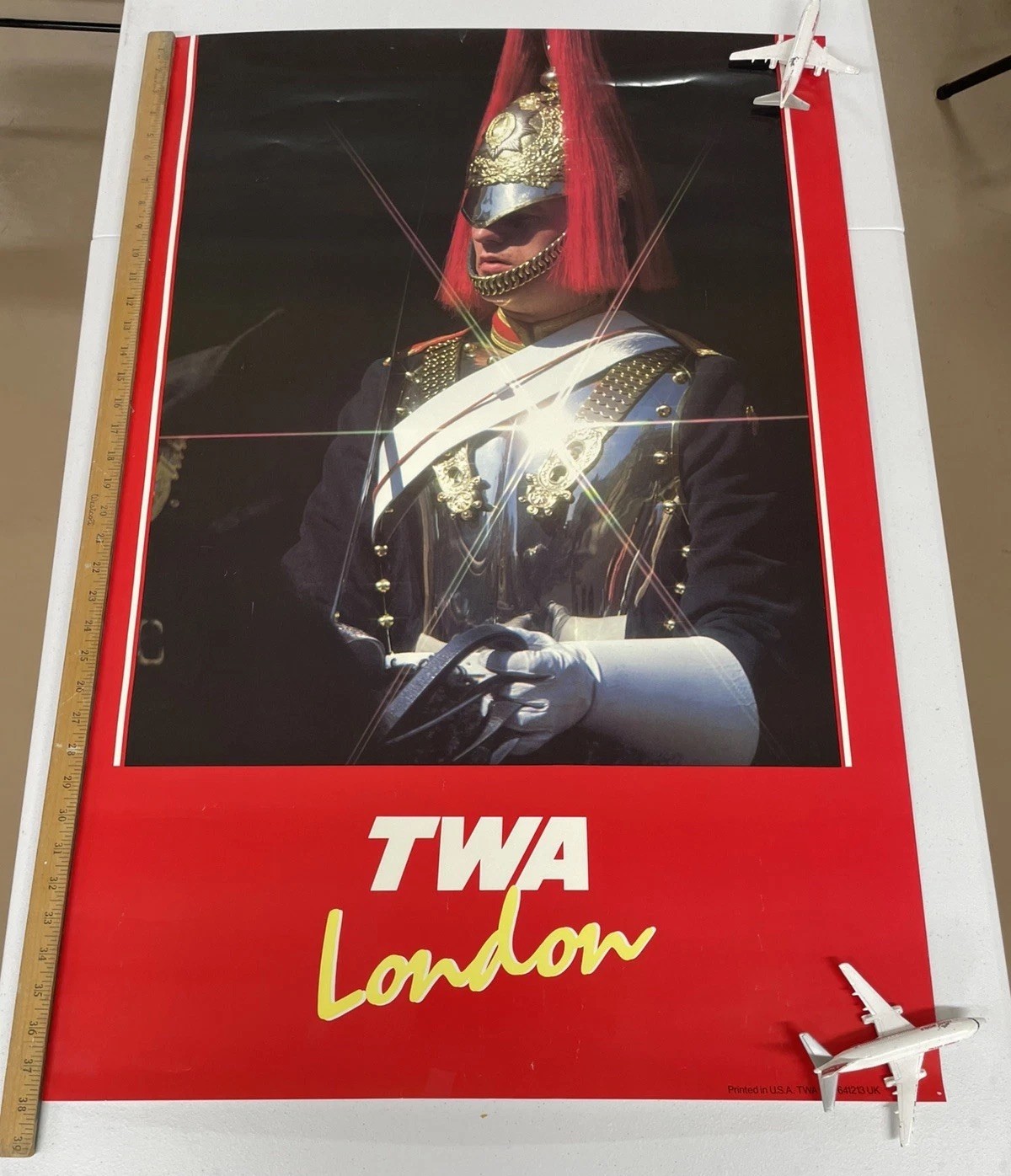Original vintage Trans World Airlines (TWA) London travel poster from the 1970's