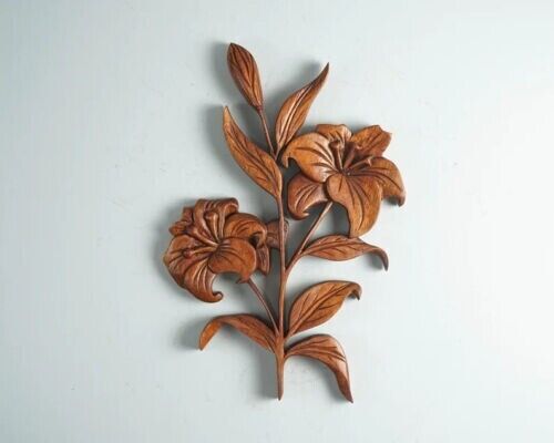 Lily Wall Art, Wooden Flower Decor, Wooden Lily Flower, Livingroom Decor Gift