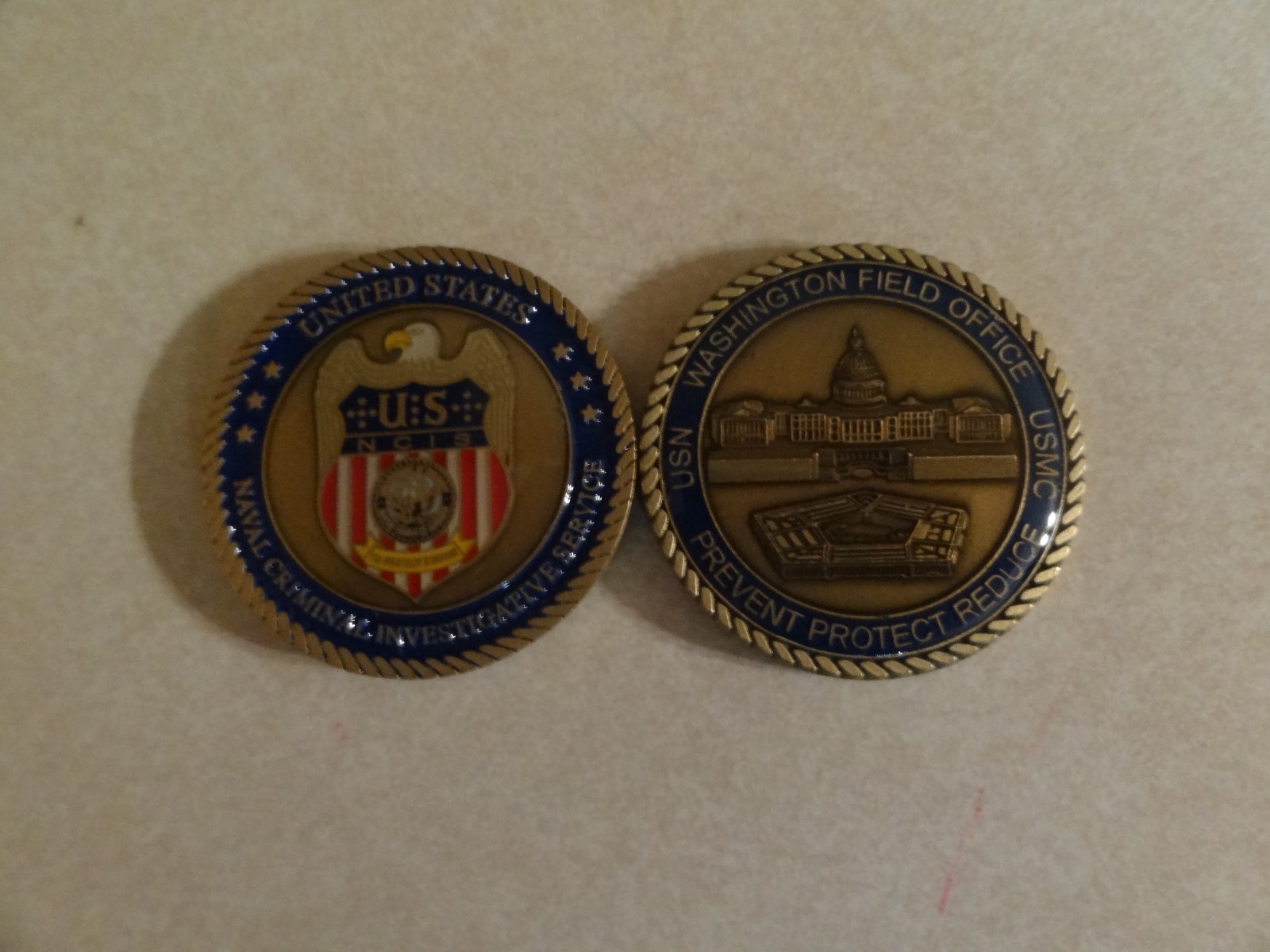 CHALLENGE COIN US NAVAL CRIMINAL INVESTIGATIVE SERVICE WASHINGTON FIELD OFFICE 