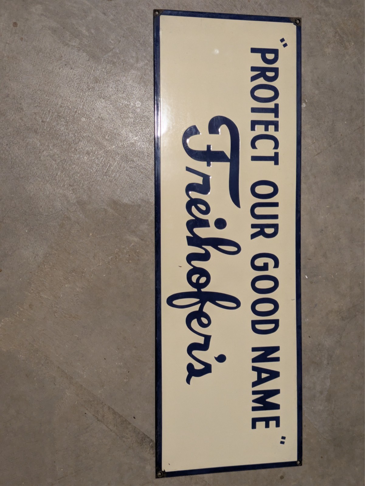 Rare Freihofer\'s Bakery Porcelain Advertising Sign Rare Freihofer\'s Bakery Porcelain Advertising Sign