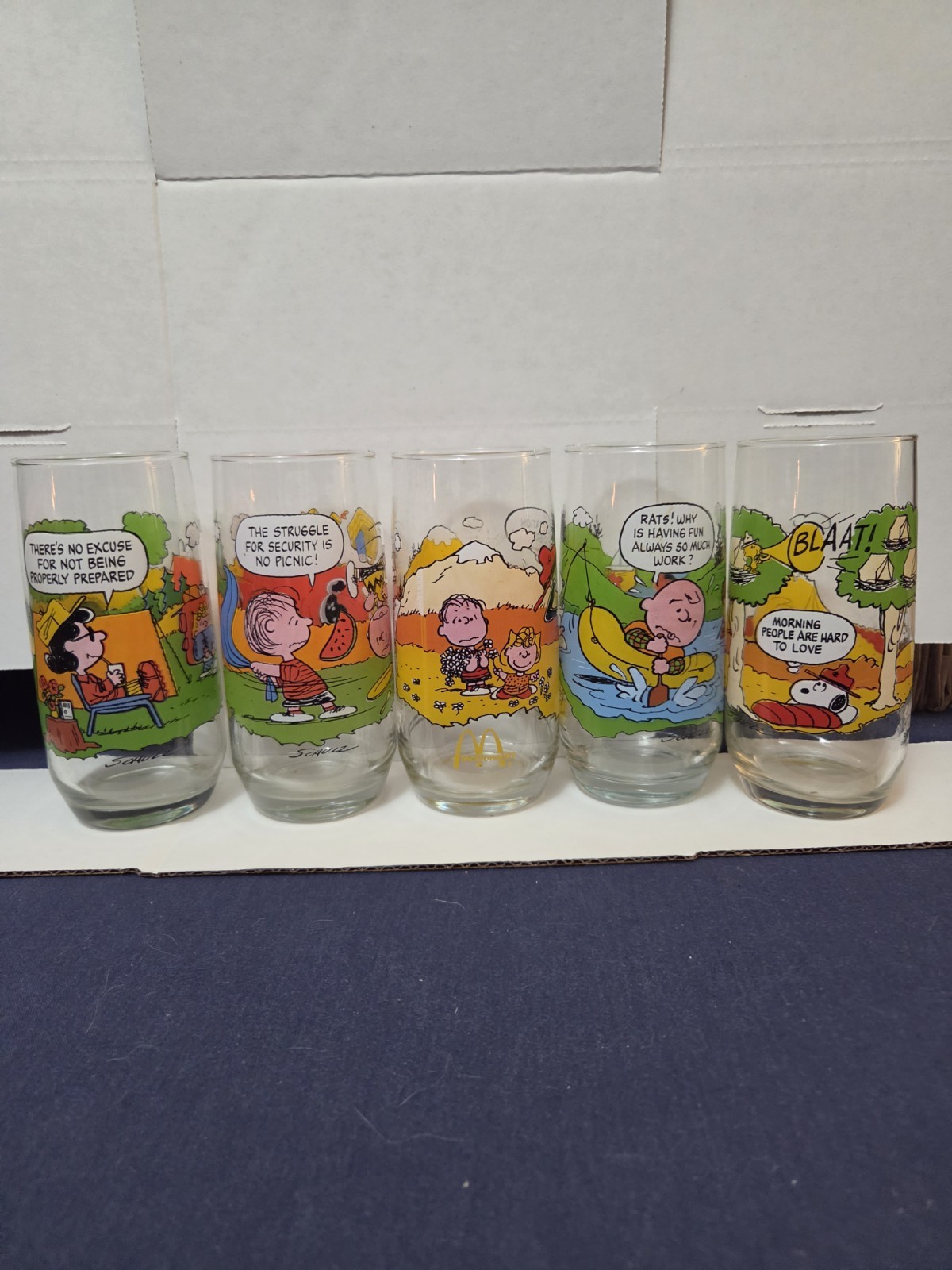 Vintage McDonald\'s Peanuts Camp Snoopy Collection Glasses - Complete Set of 5