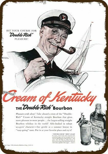 1940 NORMAN ROCKWELL Art Cream of Kentucky Whiskey DECORATIVE REPLICA METAL SIGN 1940 NORMAN ROCKWELL Art Cream of Kentucky Whiskey DECORATIVE REPLICA METAL SIGN