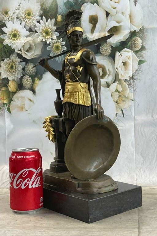 Art Deco Large Odysseus Roman Warrior Bronze BW Sculpture Statue Figurine Statue