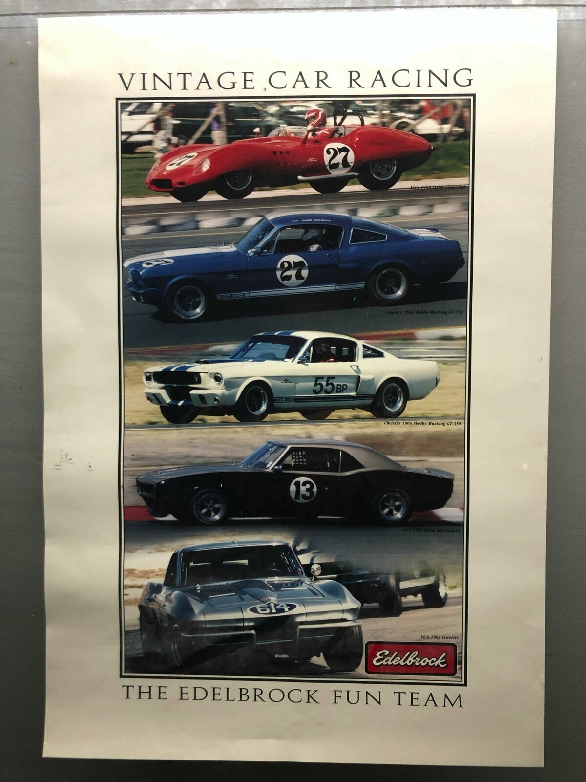 1990s Vintage Car Racing Edelbrock Fun Team Poster USA