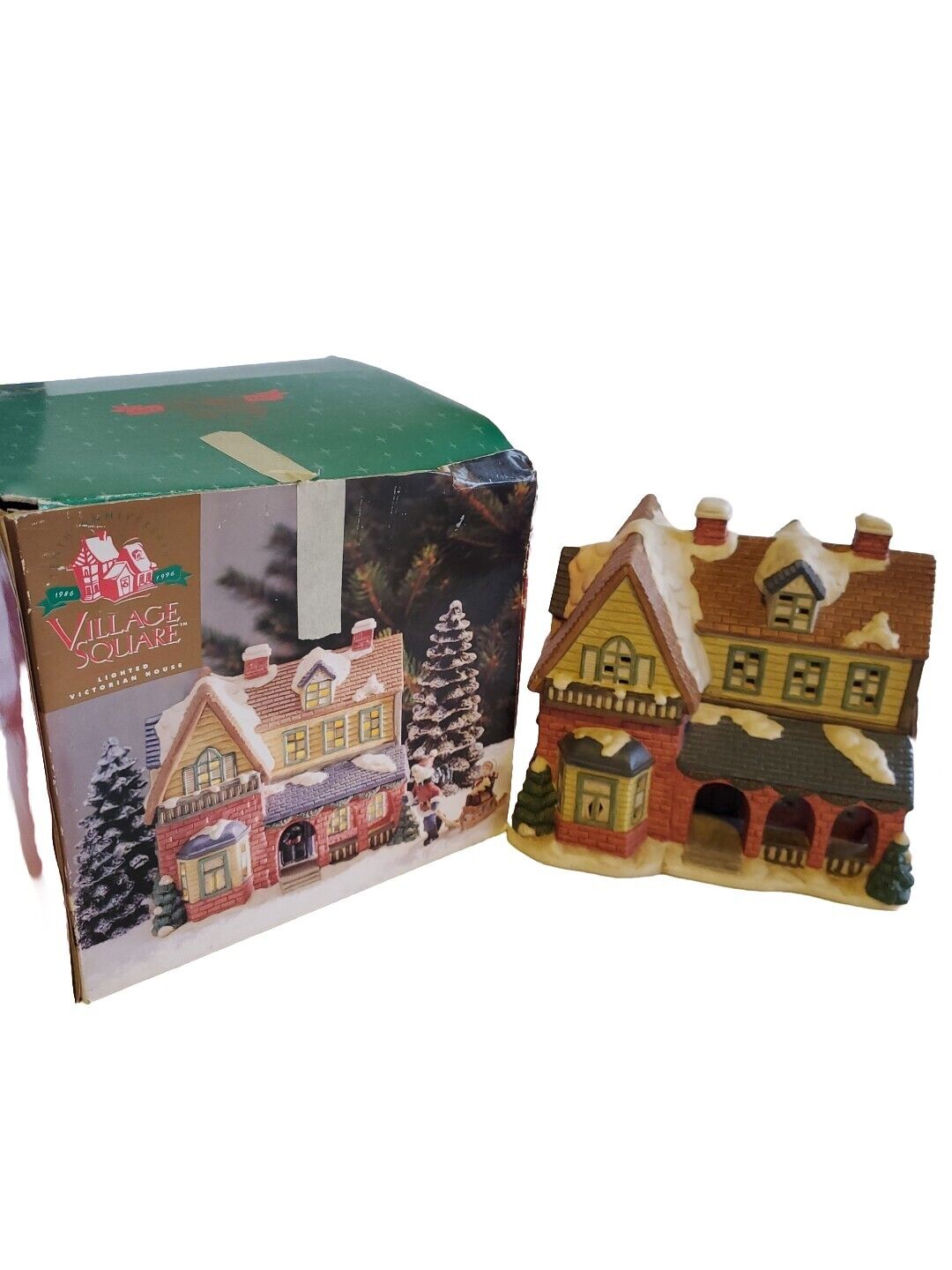 Mervyn's Village Square Christmas 1996 Lighted Victorian House 10th Anniversary 