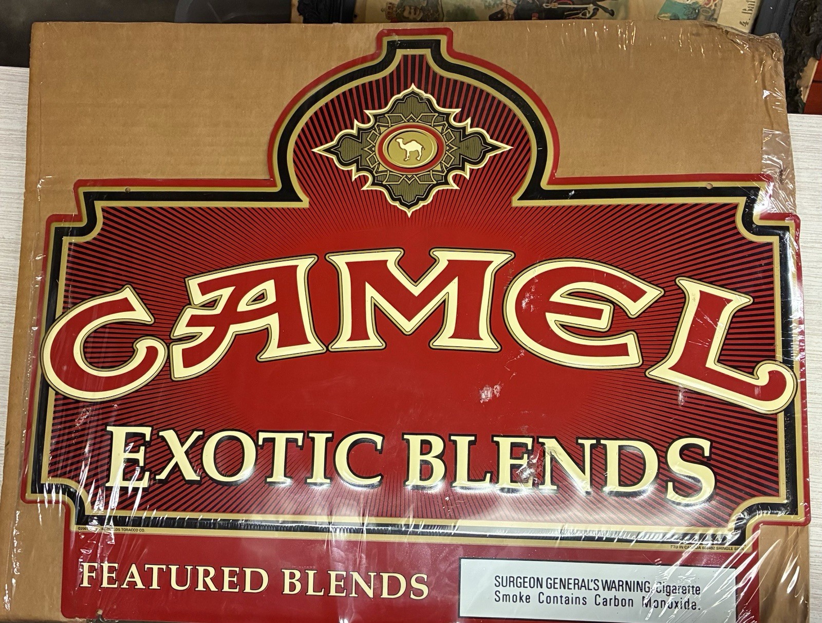 Vintage NOS Camel Exotic Blend Cigarette Advertising Metal Display Sign Complete Vintage NOS Camel Exotic Blend Cigarette Advertising Metal Display Sign Complete