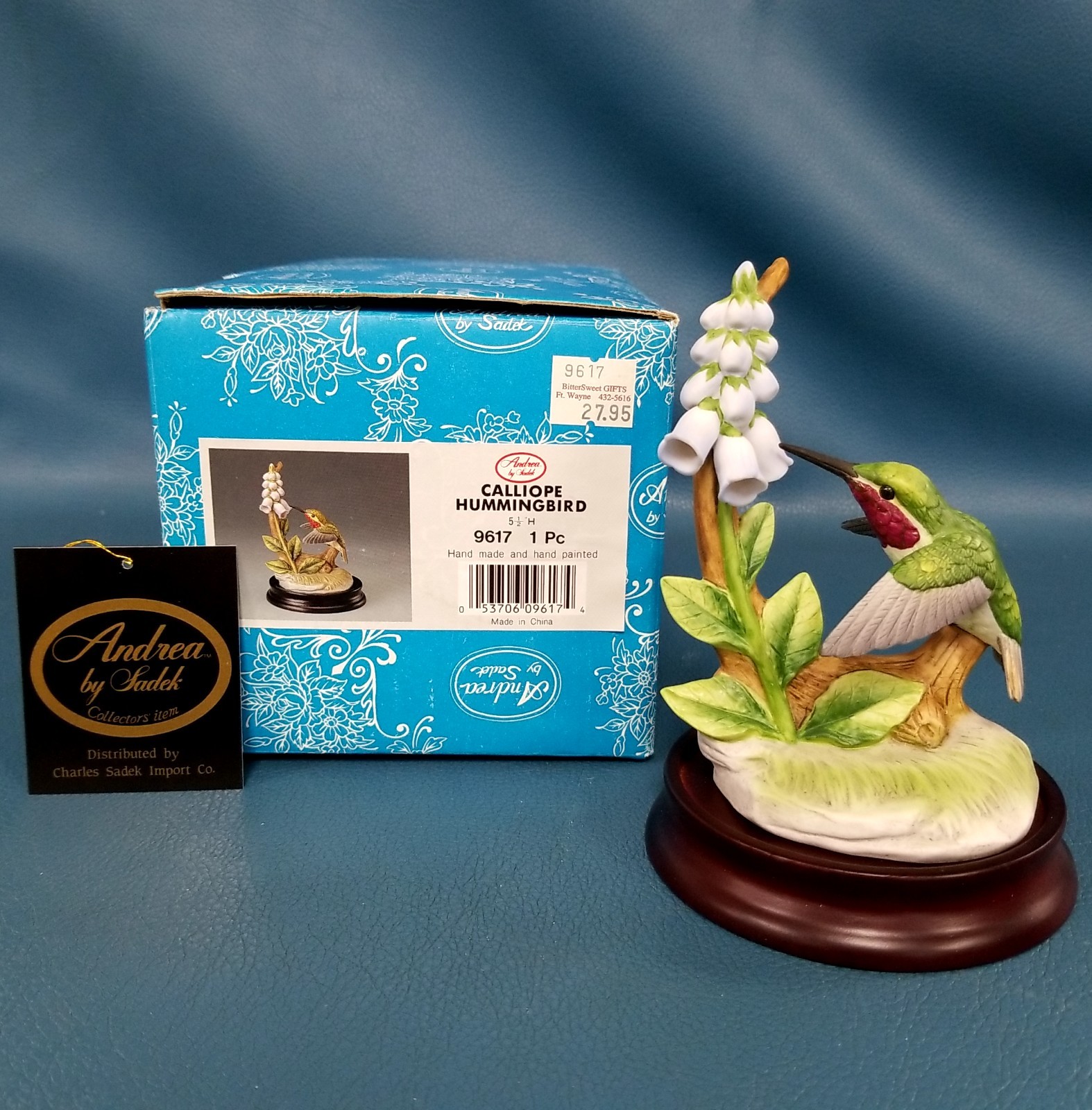 Vintage Andrea By Sadek Porcelain Hummingbird Figurine #9617 In Box