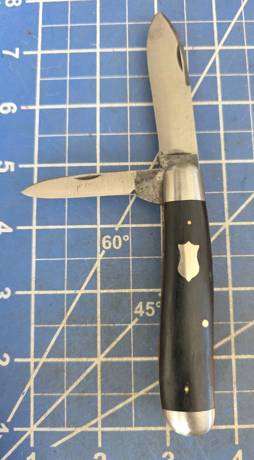 Antique Cattaraugus Ebony Swayback Serpentine Jack Folding Pocket Knife
