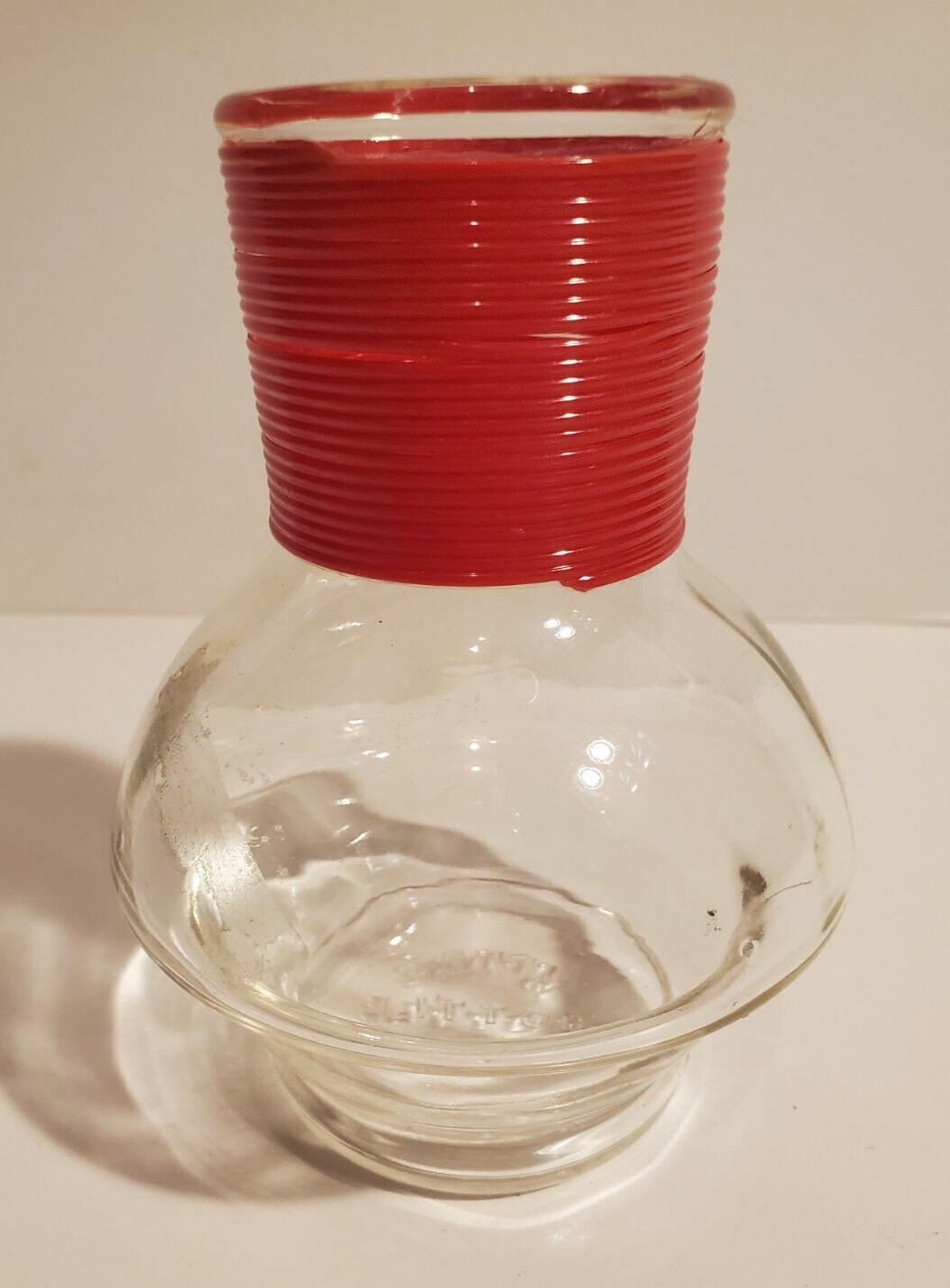 VINTAGE McKEE HOTTLE CLEAR GLASS GLASBAKE CARAFE TEA SERVER RED TRIM NO STOPPER