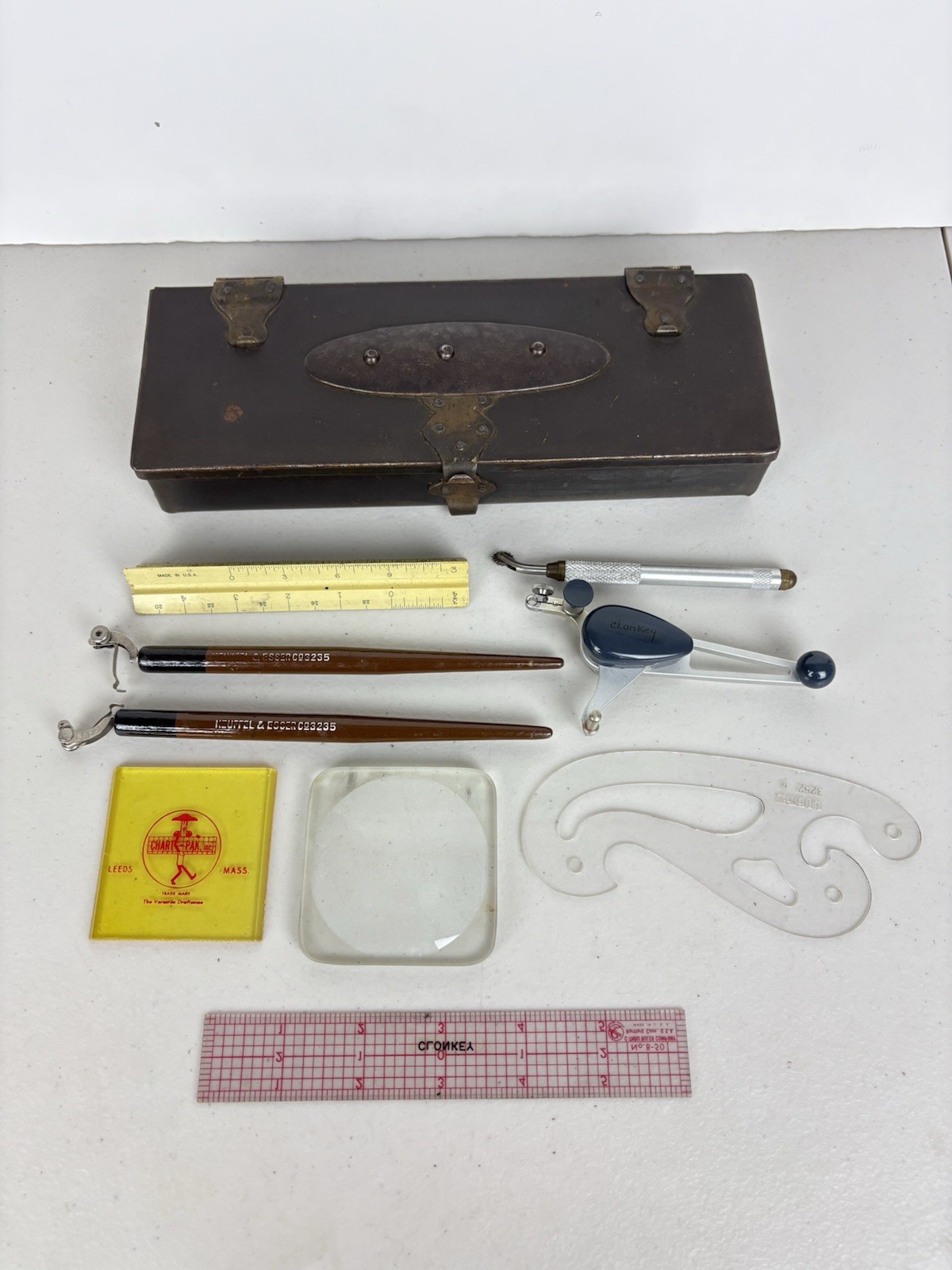 Vintage K&E Leroy Drafting Lettering Tool Lot Lietz C-Thru Chart-Pak Metal Box