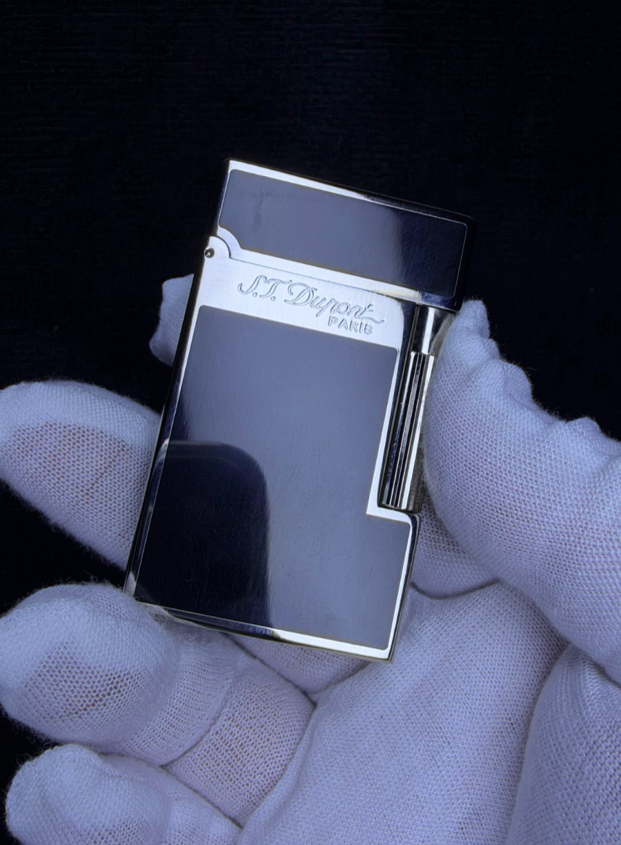 S.T. DUPONT Ligne2 Double Flame Black lacquer Silver old fashined Lighter