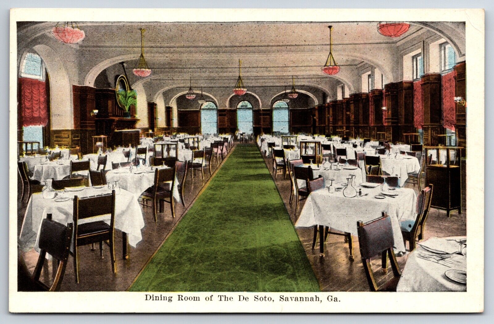 Hotel De Soto Dining Room Savannah Georgia GA Vintage EC KROPP Postcard