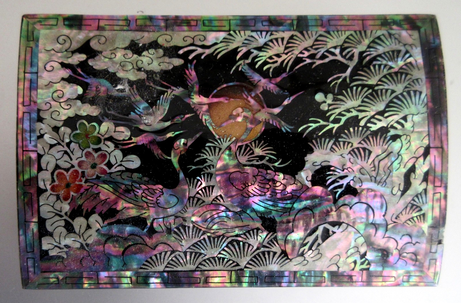Small Exquisite Vintage Inlaid Abalone Black Lacquer CHINESE TRINKET BOX