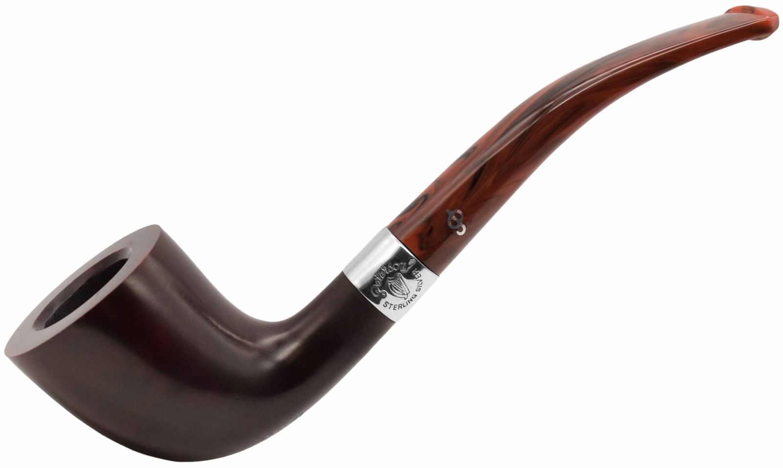 Peterson Irish Harp Sterling Silver Mounted Smooth Finish Bent Dublin Pipe (129)
