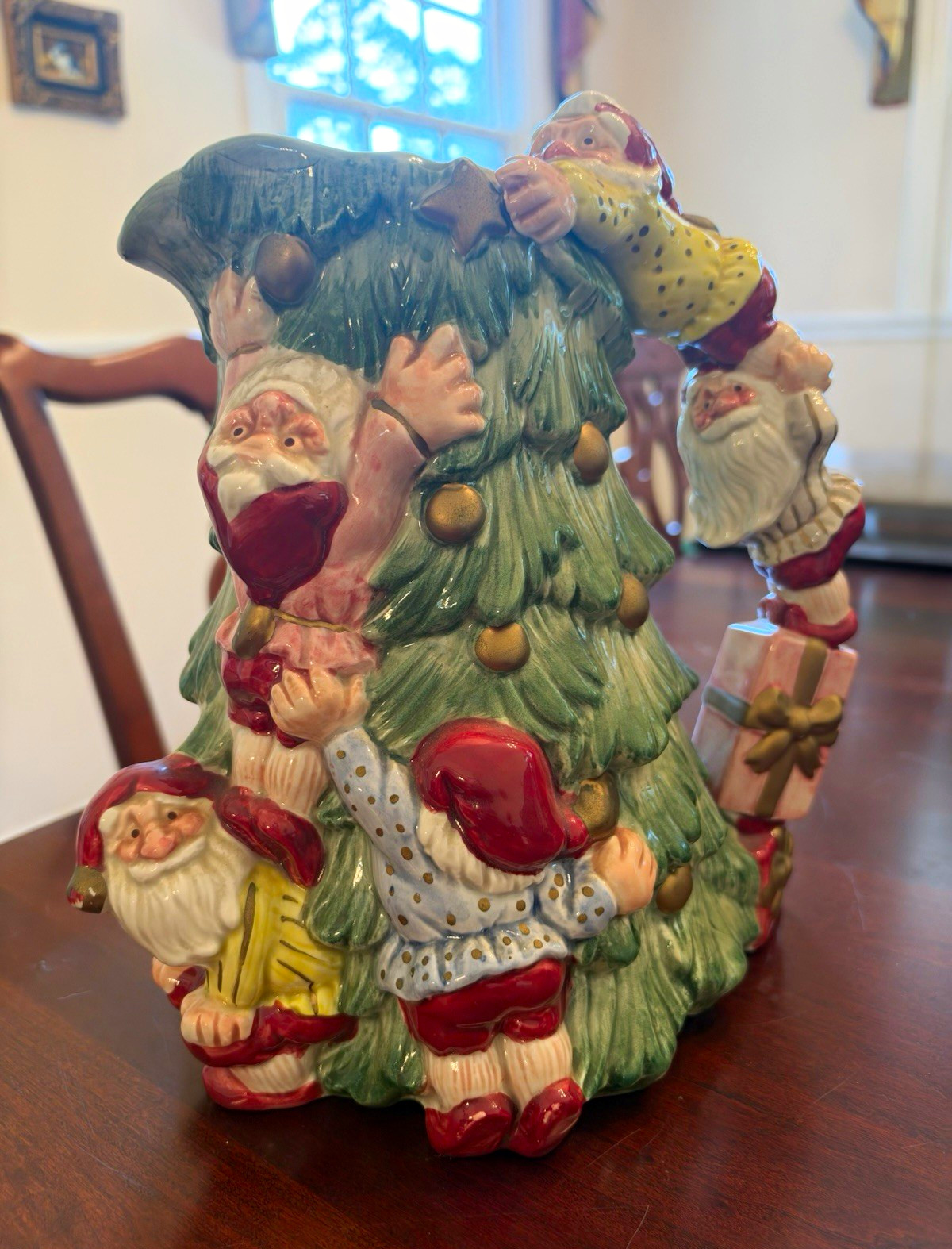 Vintage 1989 Fitz & Floyd “Old World Christmas Elves” Ceramic 2 Quart Pitcher