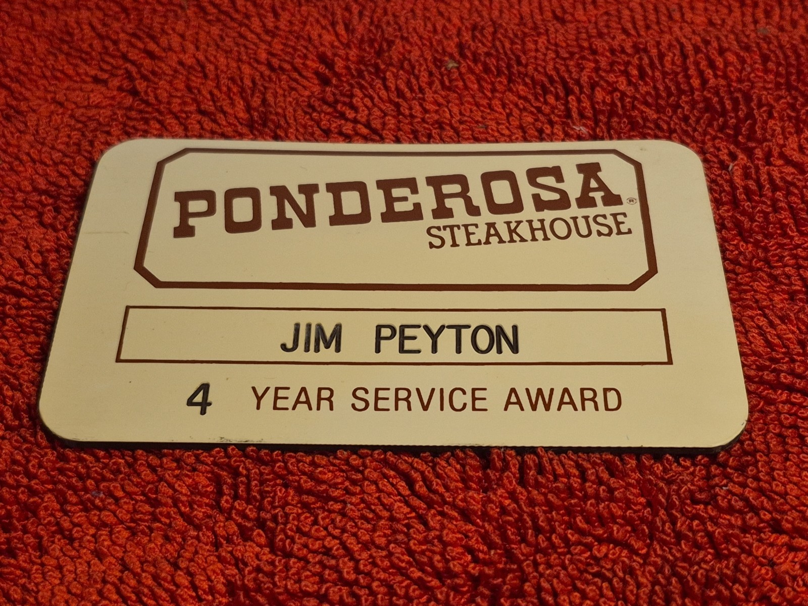 Vintage Ponderosa Steakhouse Name Tag