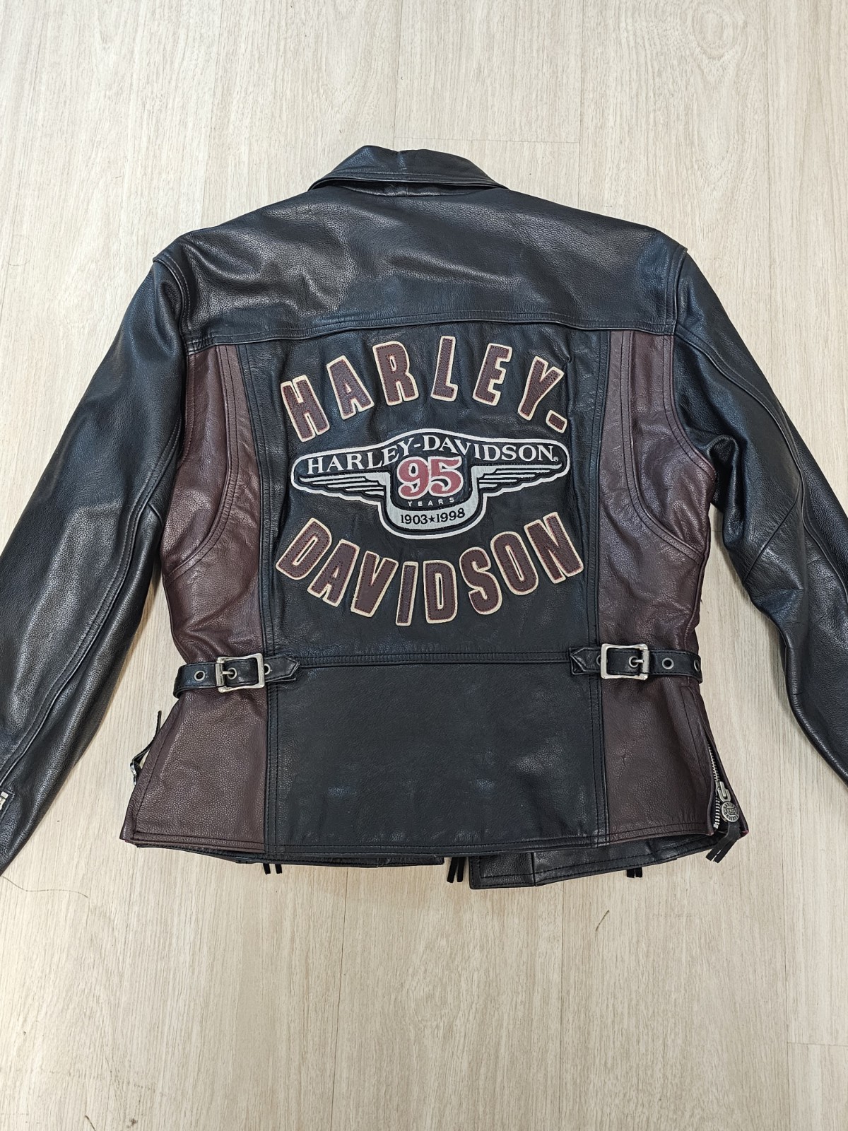 Harley-Davidson 95th Anniversary Two Tone Men’s Leather Motorcycle Jacket Medium