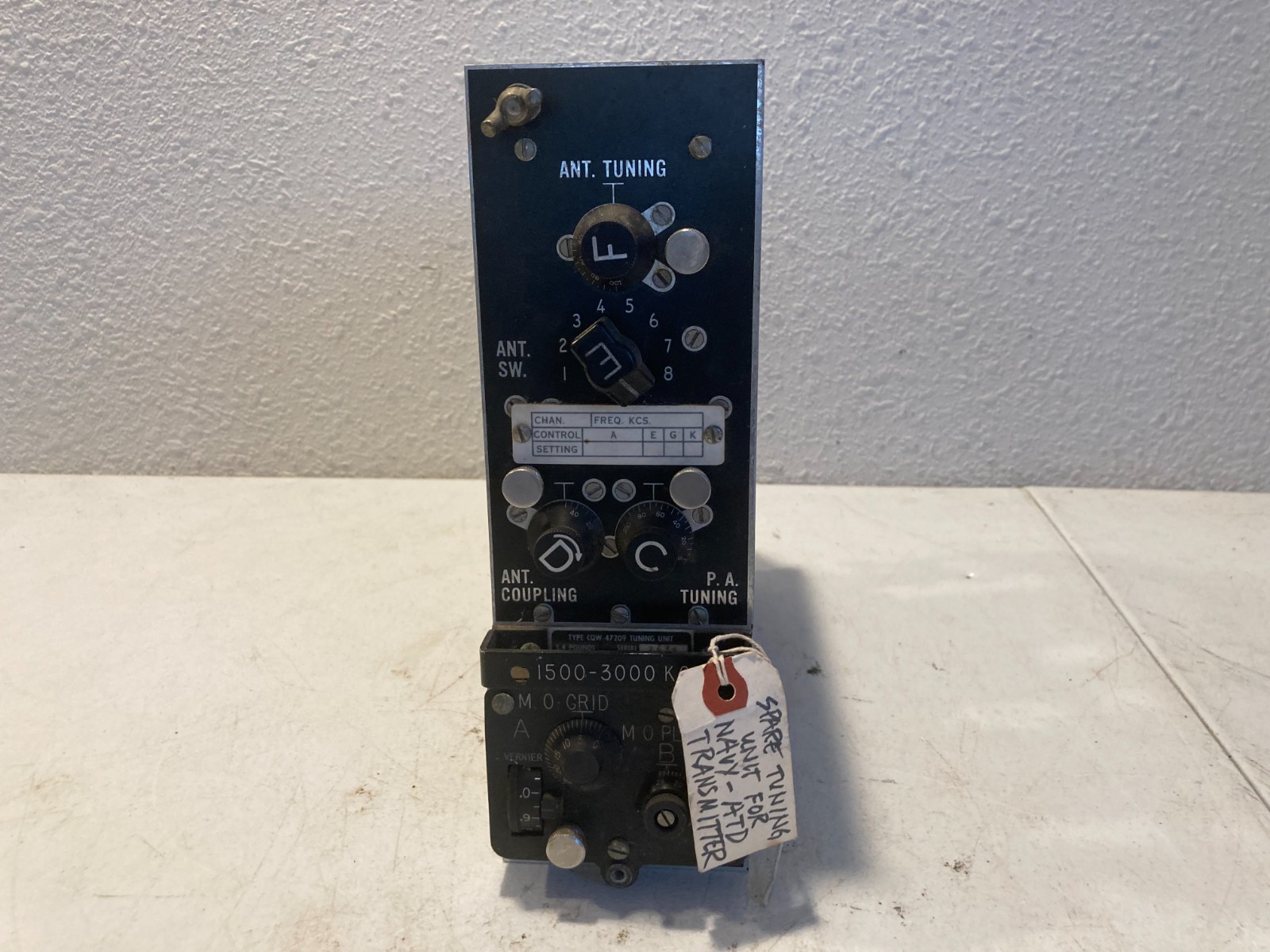 Vintage CW 47209 Antenna Tuning Unit 1500 to 3000 KC Military Radio Transmitter