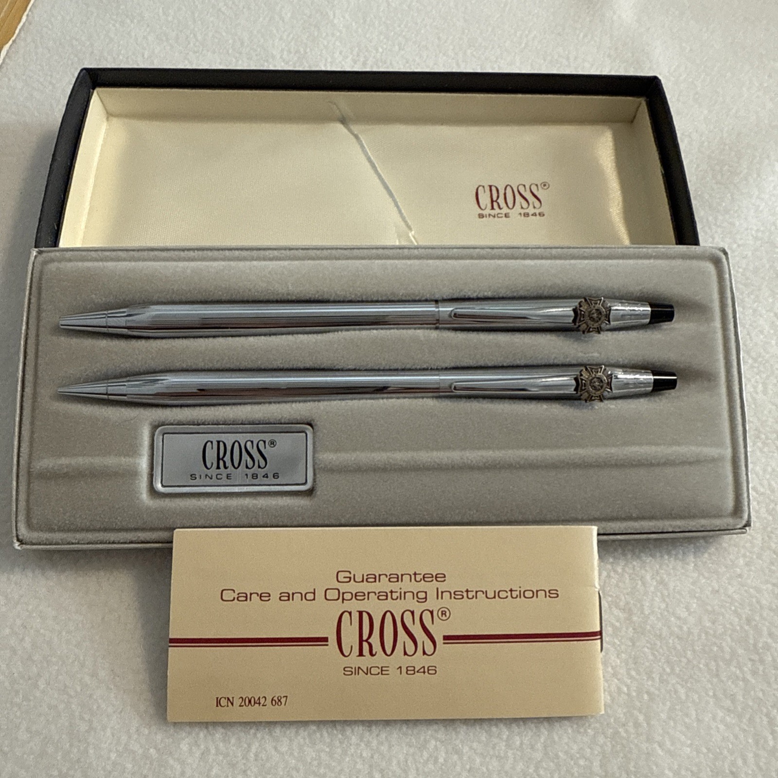 Vintage Rare Silver Cross 3501 Chrome Pen Pencil Veteran’s of Foreign War US