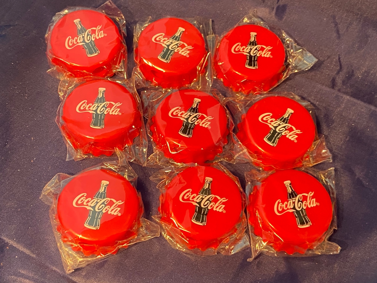 Lot of 7 Vintage 1999 Coca-Cola Bottle Cap Pencil Sharpeners New Sealed Red