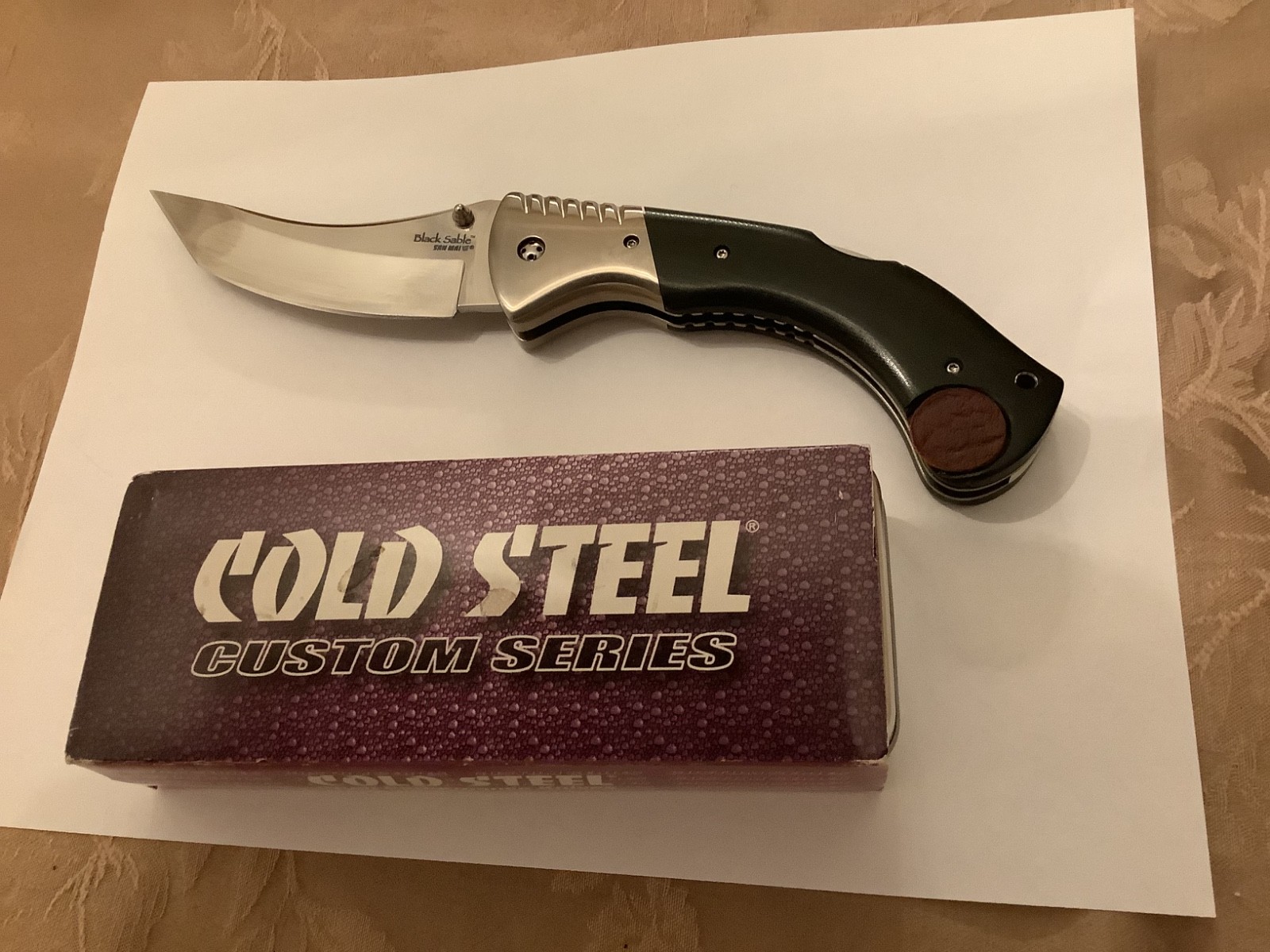 Cold Steel custon vintage Black Sable Titanium Bolsters mirror San Mai III 
