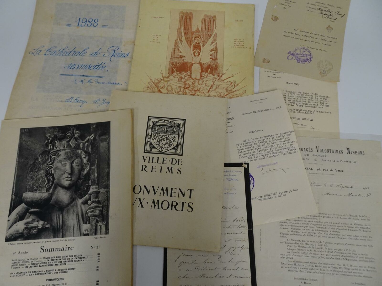 Mixed Lot 9 Documents Reims Cathedral France 1900s to 1930s