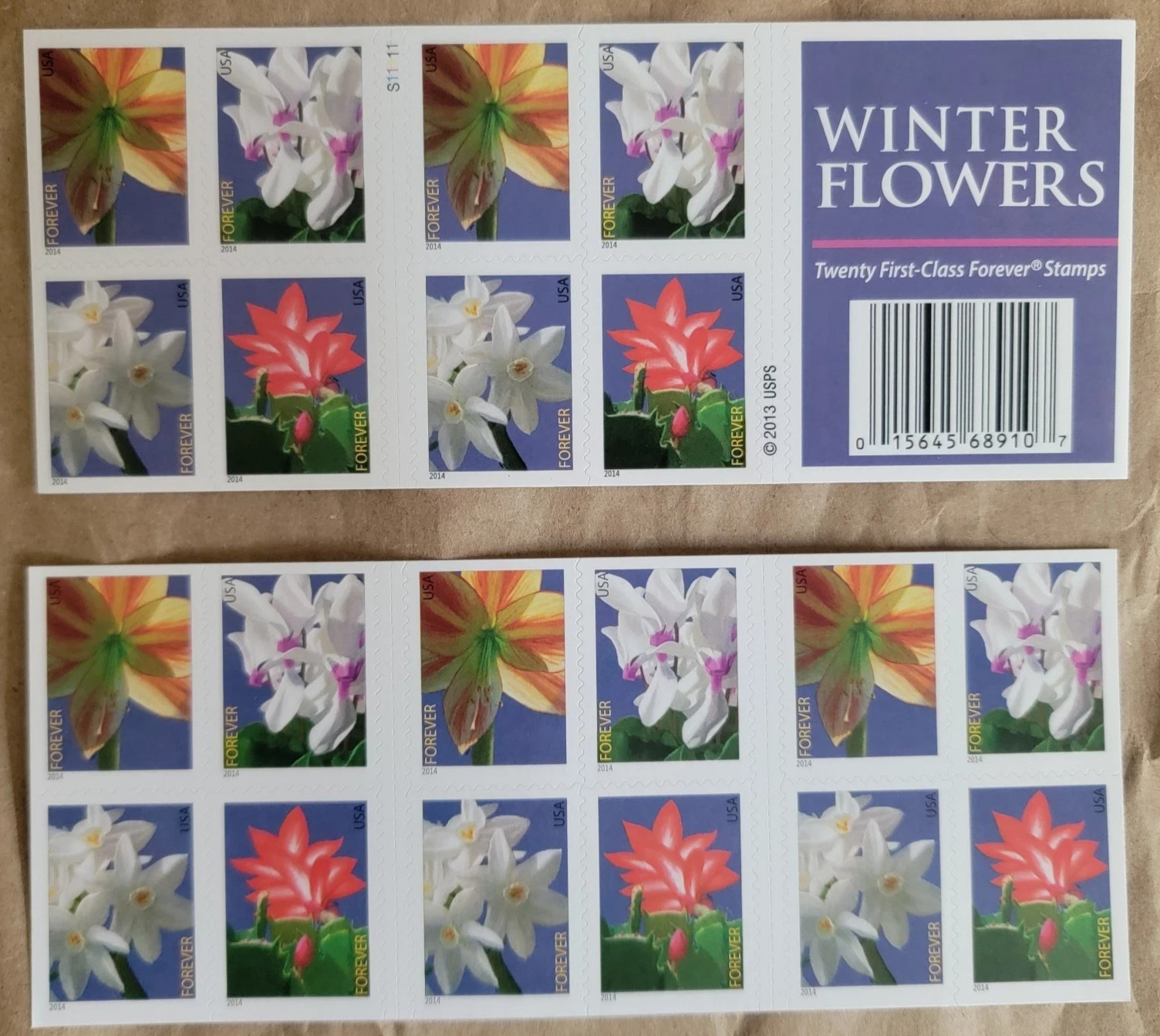 2014 USPS Winter Flowers Forever Stamps SC#4862–4865 Booklet of 20 *5 (100 PCS) 2014 USPS Winter Flowers Forever Stamps SC#4862–4865 Booklet of 20 *5 (100 PCS)
