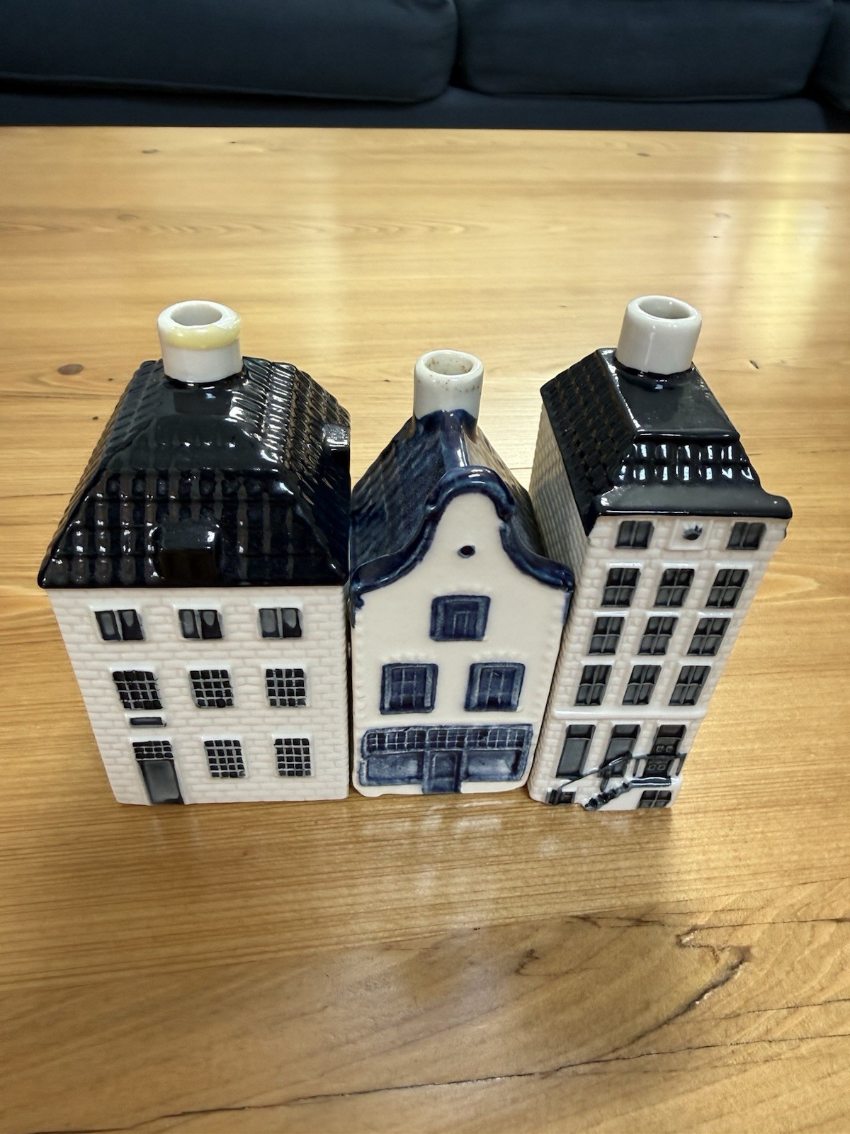 Lot of 3 KLM Blue Delft Houses 36, 55 & 57 BOLS Royal Distilleries Holland EMPTY