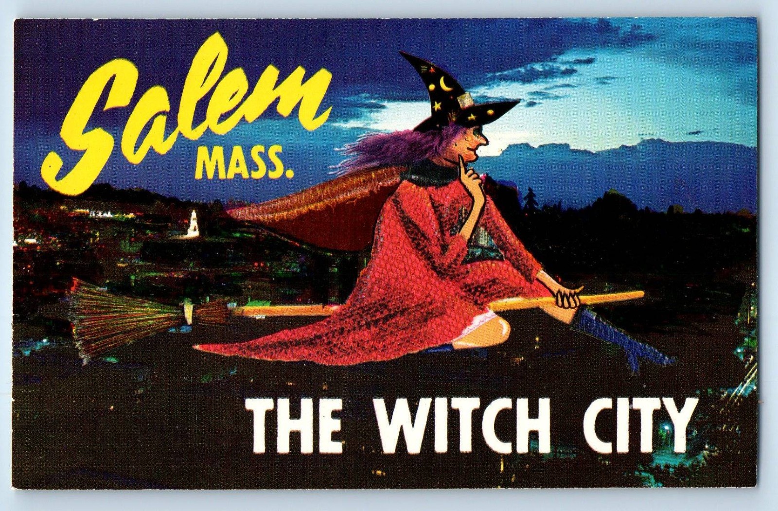 c1950\'s Halloween The Witch City Salem Massachusetts MA Vintage Postcard