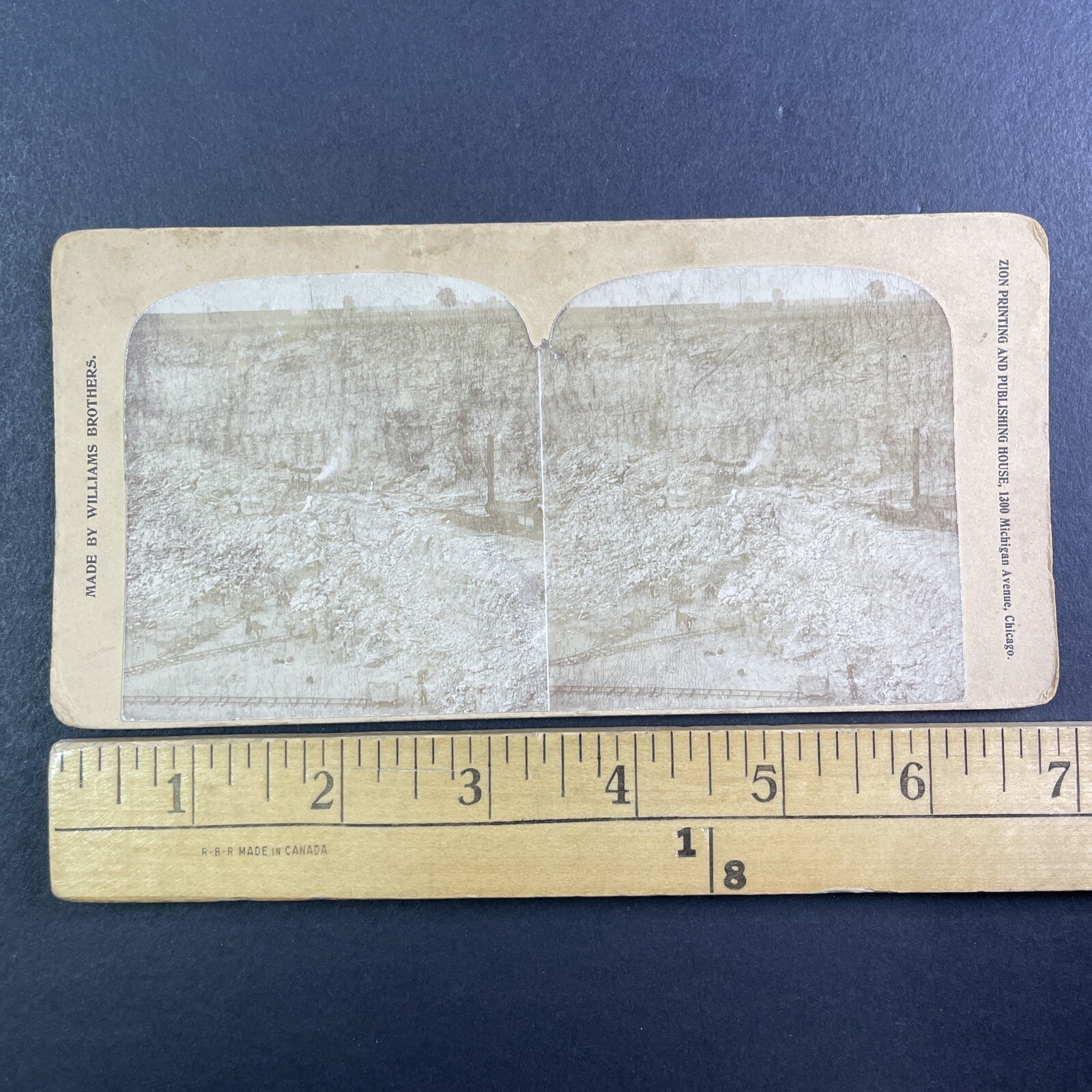 Mining Quarry Stereoview Williams Brothers Zion Printing Chicago 1890s
