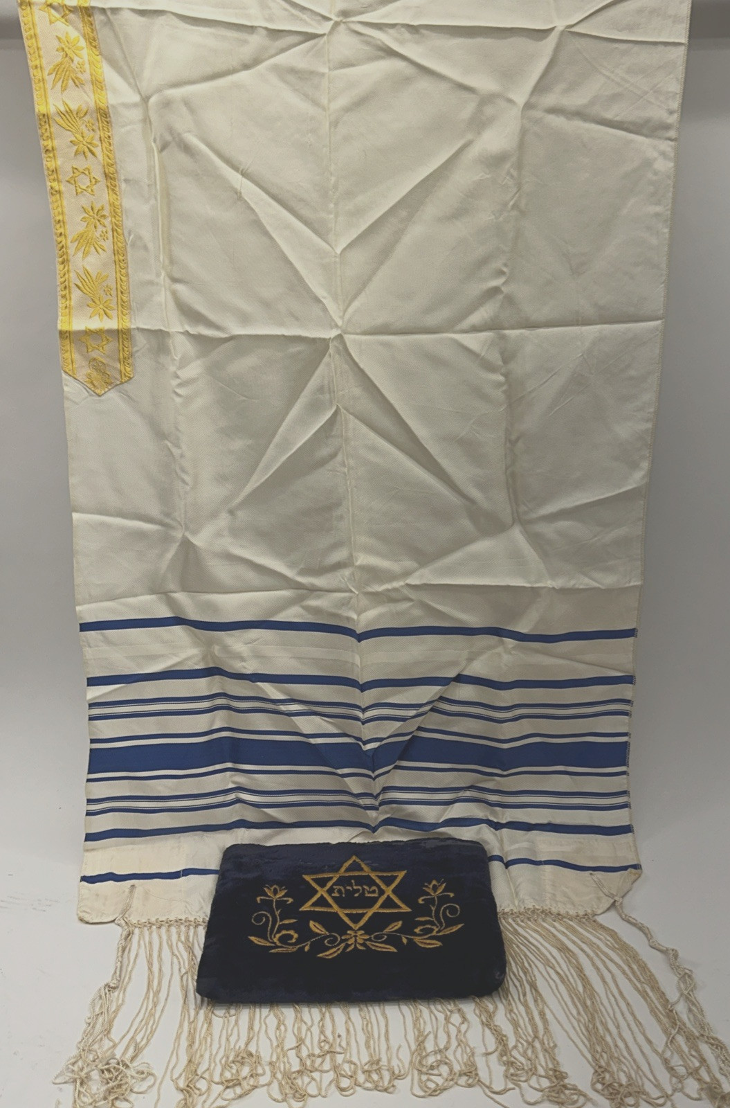 Vintage Tallit Talit Prayer Shawl  & Bag Judaica Jewish Hebrew Israel 66\