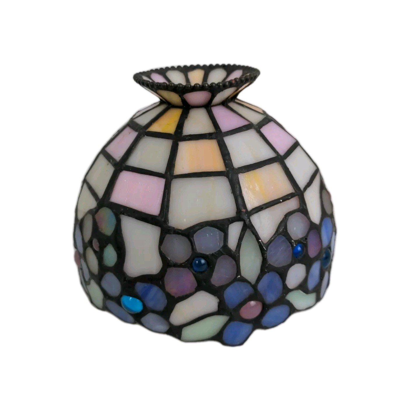 Tiffany Style Stained Glass Lamp Shade Iridescent Foral Flower 6\