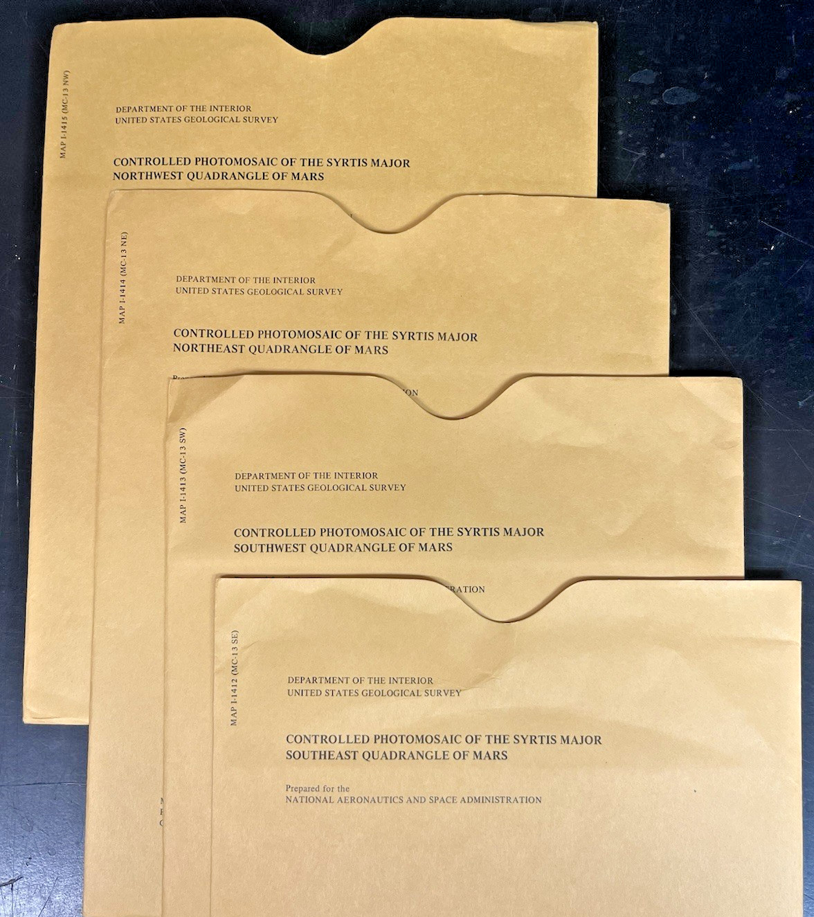 Vintage USGS NASA Mars Syrtis Major Photomosaic Maps Complete 4 Set 1982 I-1412